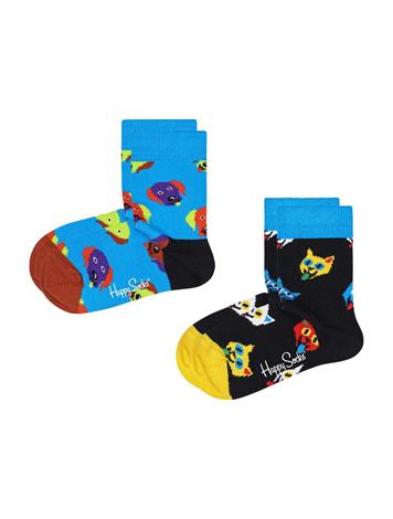 Happy Socks 2-Pack Cat en Dog Blauw Zwart 