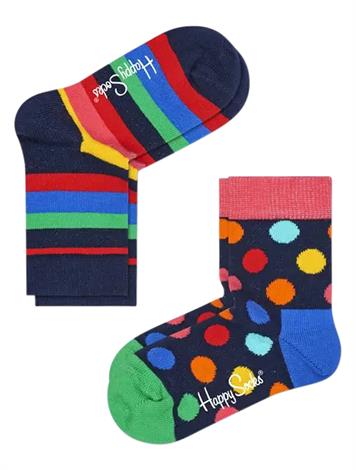 Happy Socks 2-Pack Stripe Blauw-Rood