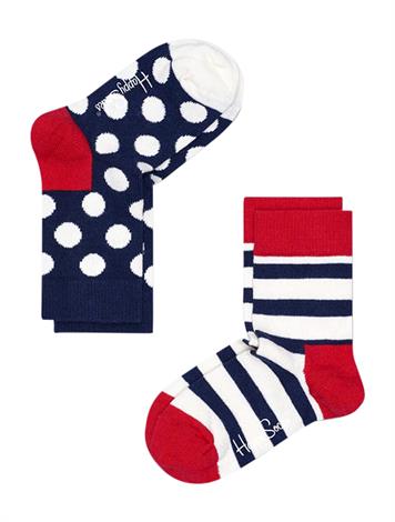 Happy Socks 2-Pack Stripe Socks Blauw Wit