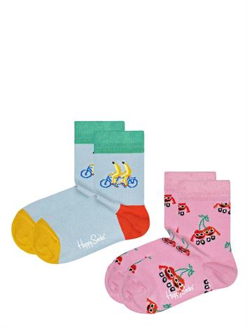 Happy Socks Kids Fruit Mates 2-Pack Sock Blauw Rood