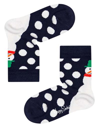 Happy Socks Kids Jumbo Snowman Sock Zwart Wit