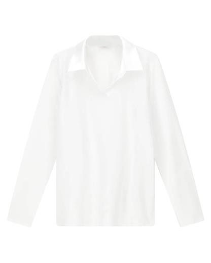 Oroblu Perfect Line Cotton Polo Long Sleeve 1000 White