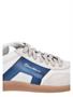 Santoni Leather Double Buckle Sneaker White Blue
