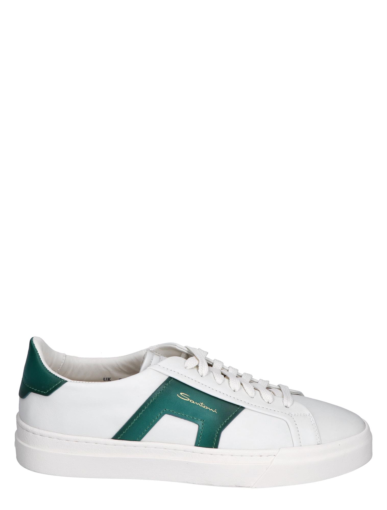 Baby brand Bisschop Santoni Leather Double Buckle Sneaker White Green | Nolten