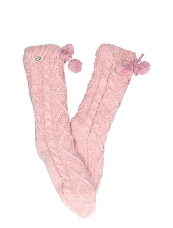 UGG Pom Pom Fleece Lined Crew Sock Seashell Pink