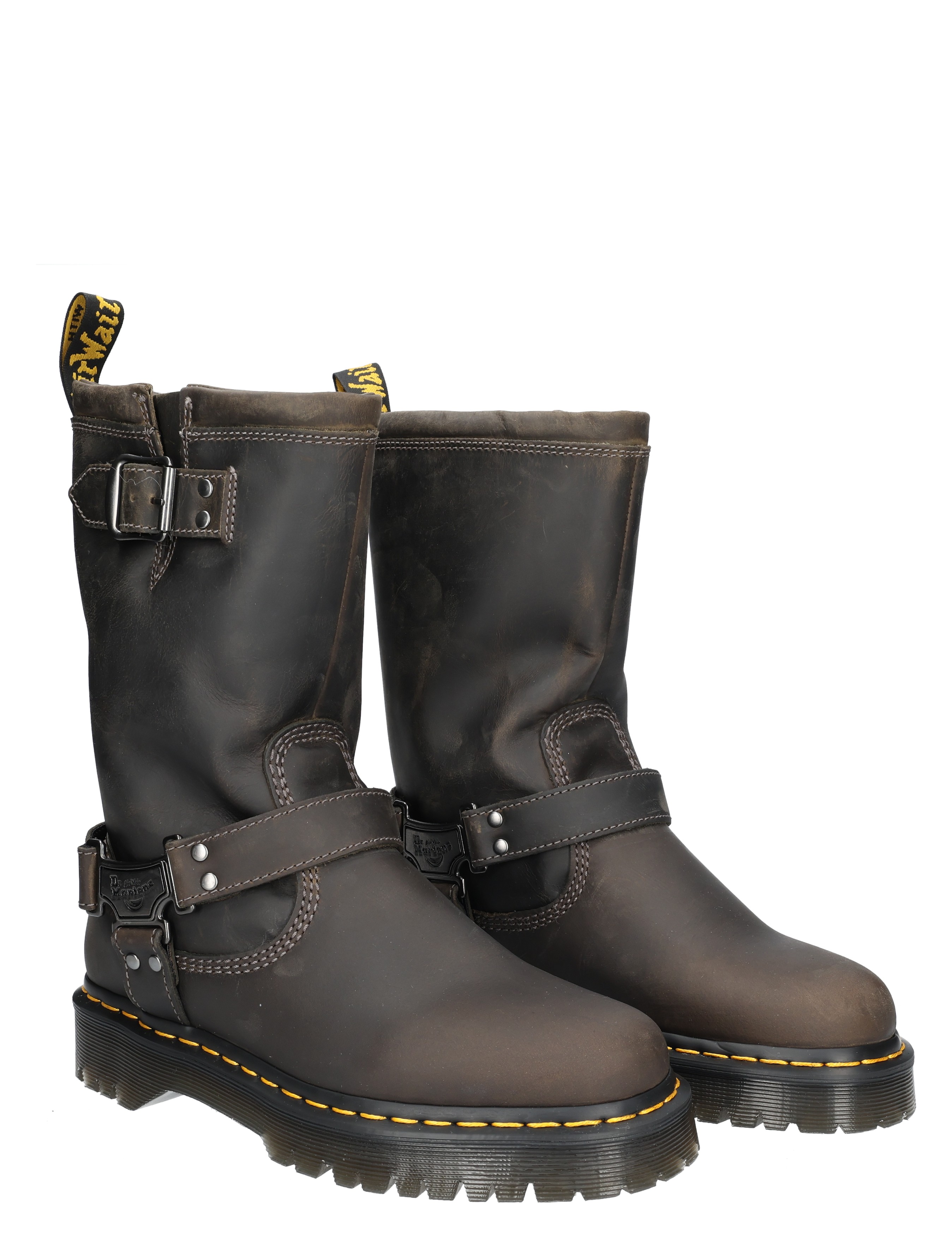Dr. Martens - Anistone Hidam Charcoal Grey Burnish - Dames - Boots - Biker Boots - 48217_99_5