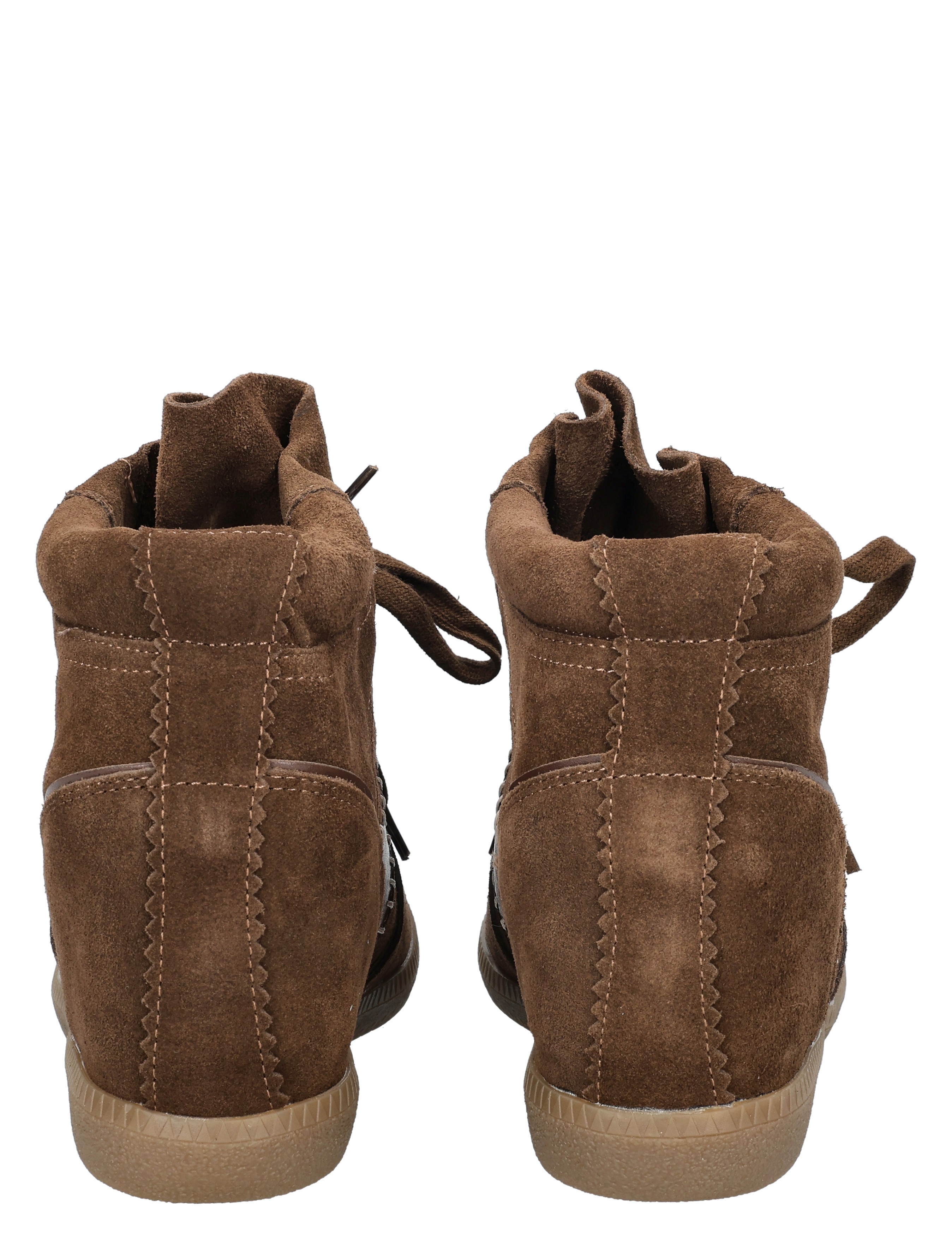 stoer sneakers, bruine suede, hoge enkel, zool met grip, rits/age