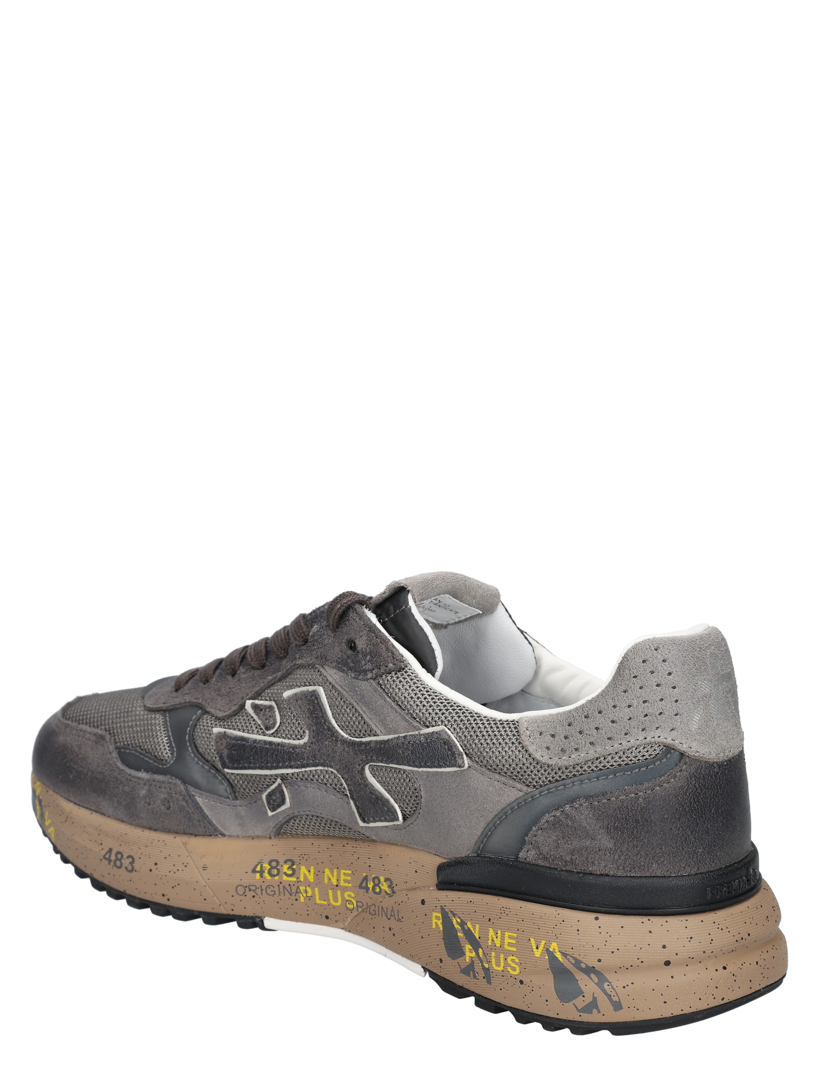 sneaker, grijs, suede, kunstleder, zool