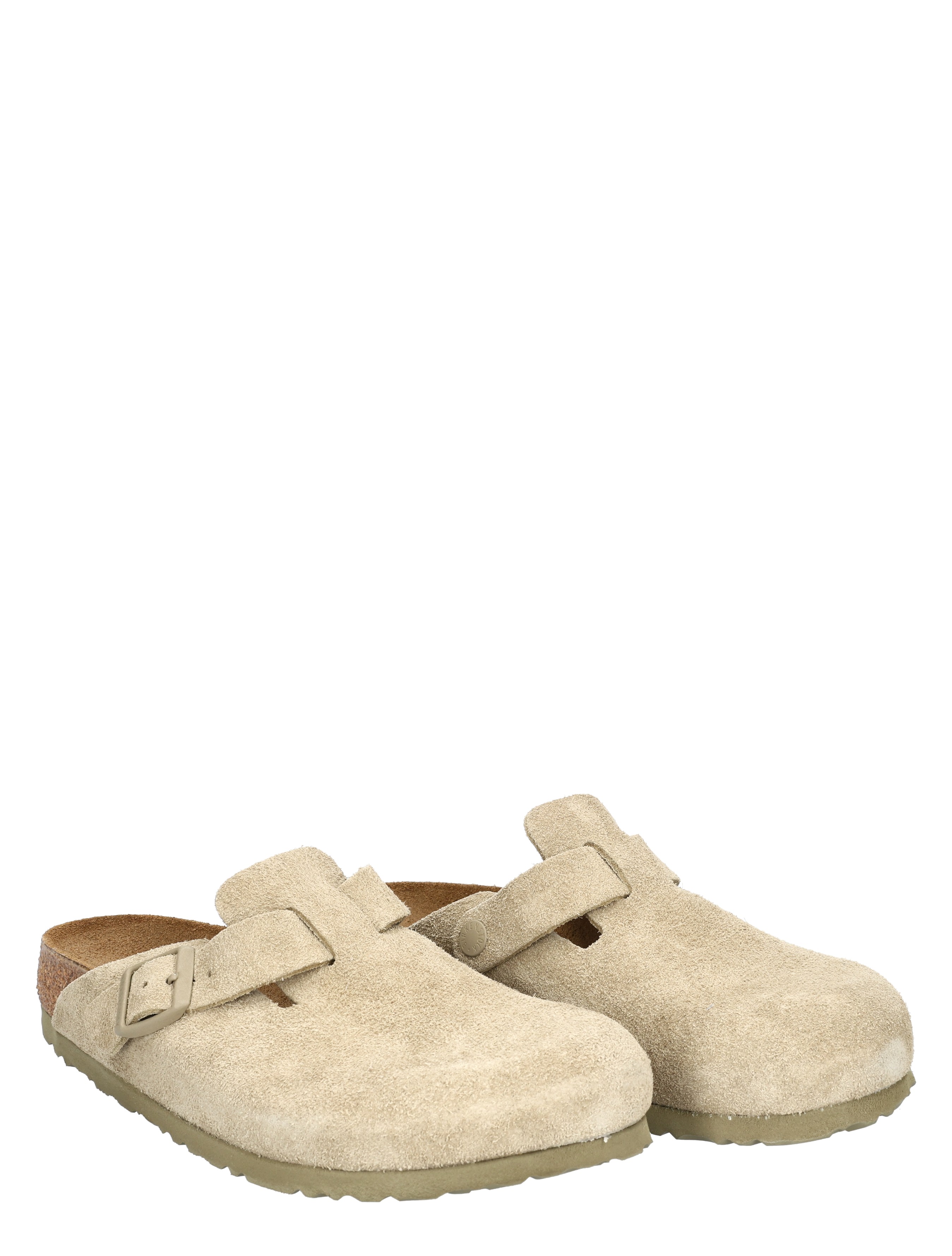 slippers, cork sole, suede, beige, mules