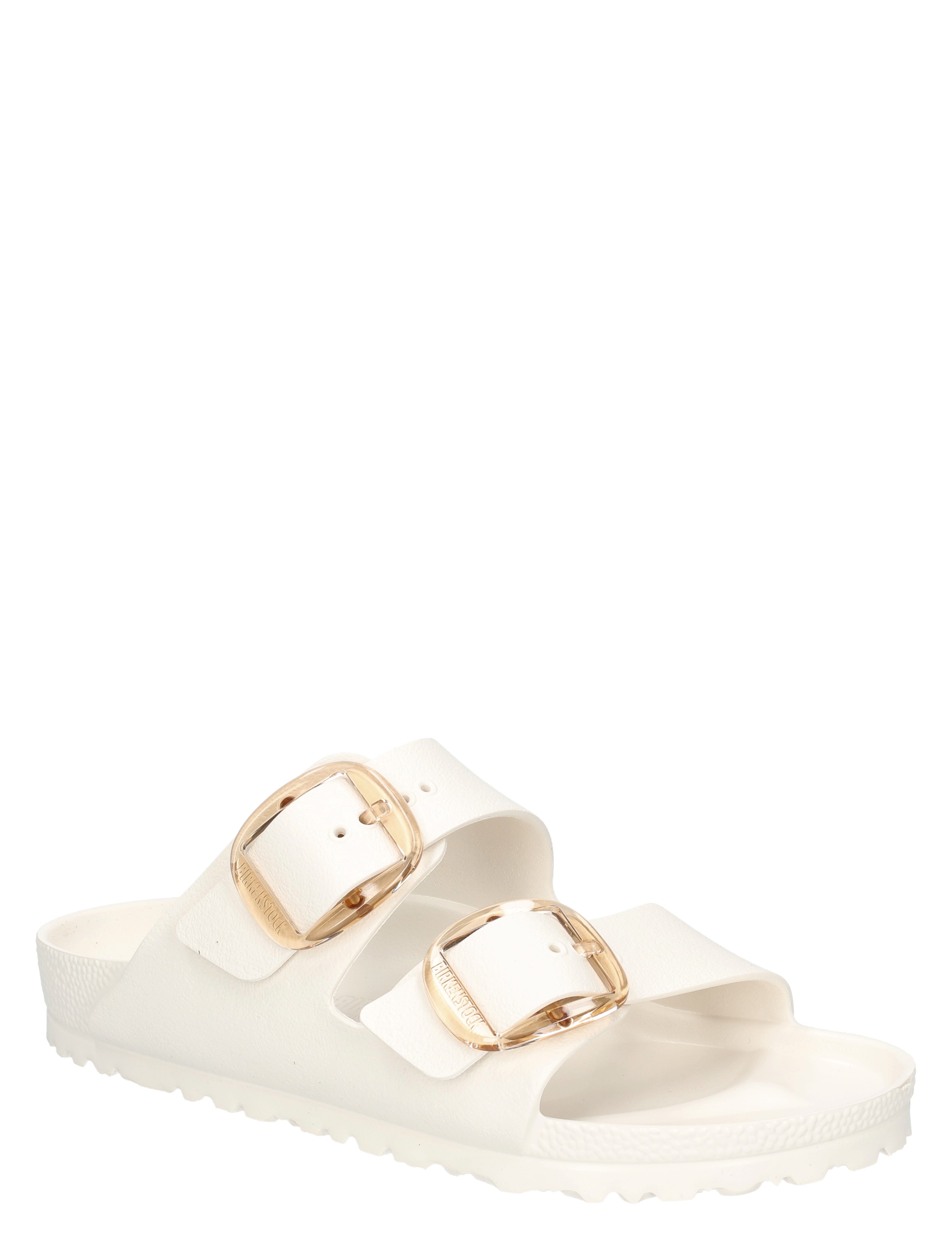 sandal, witte sandaal, dubbele gesp, rubberzool, kunststof