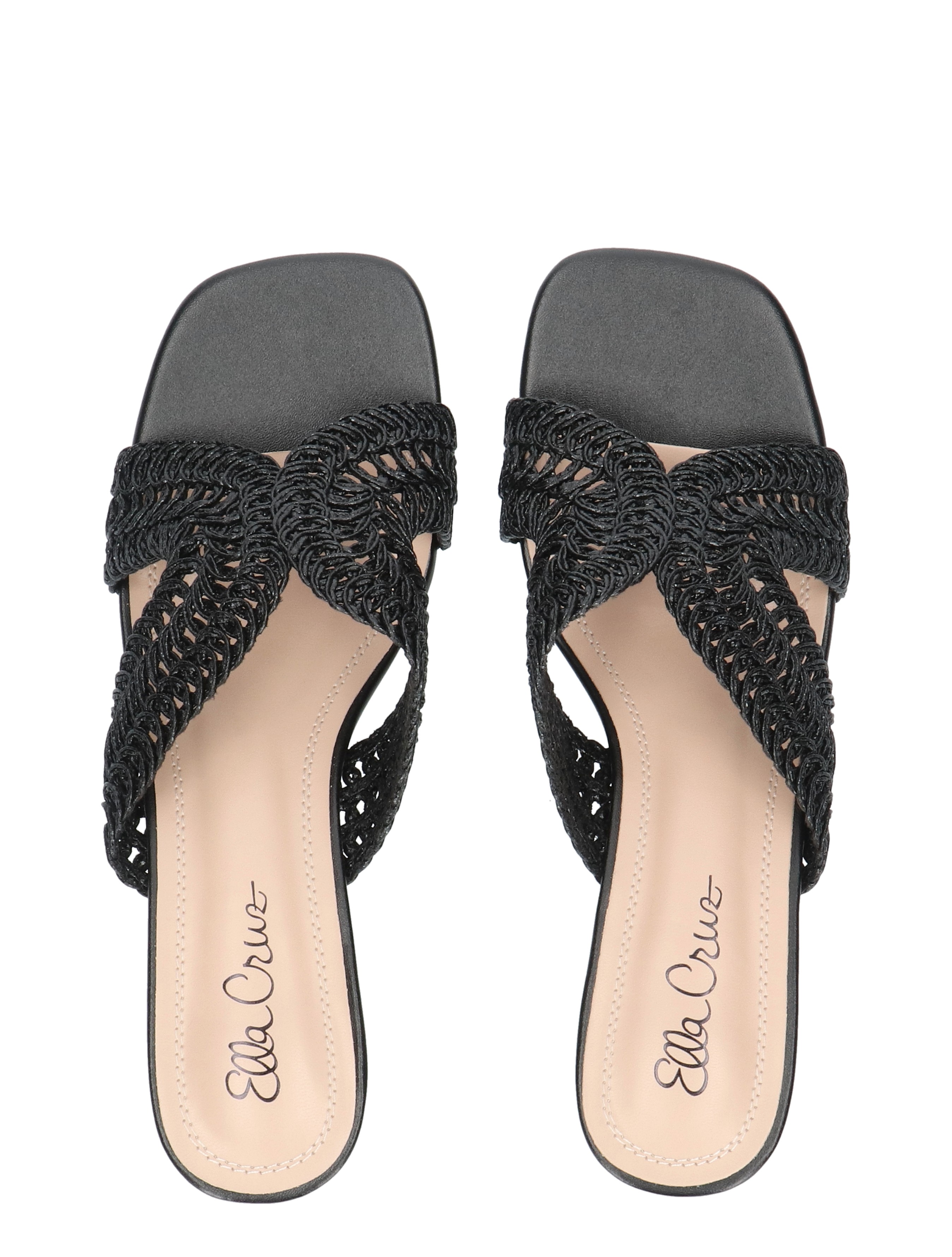 sandaaltjes, sandalen, truquele, gevlochten strap, zwarte verstelbare band