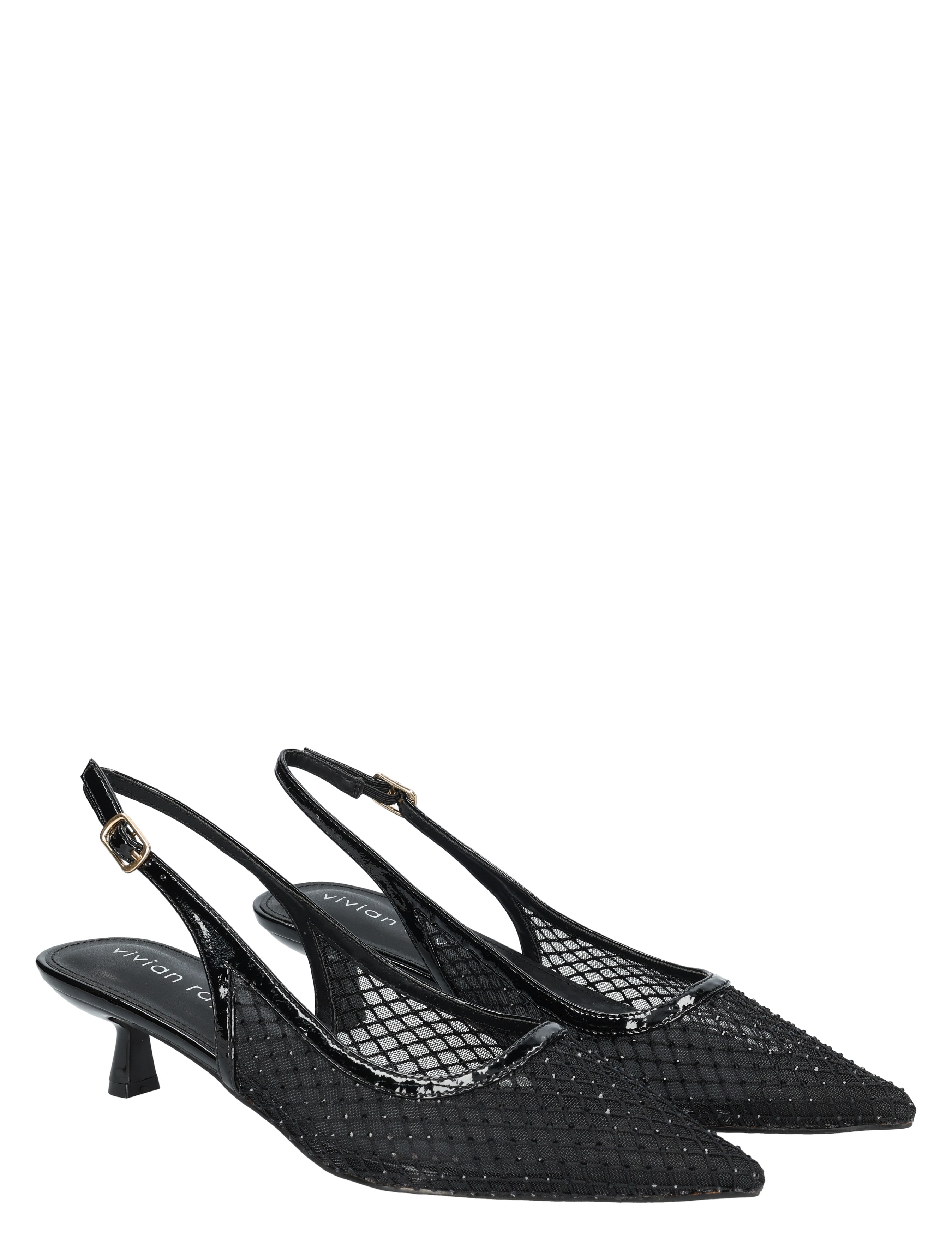Vivian Ray - Zhou 2615022 Black Mesh - Dames - Slingbacks - 50207_11_5