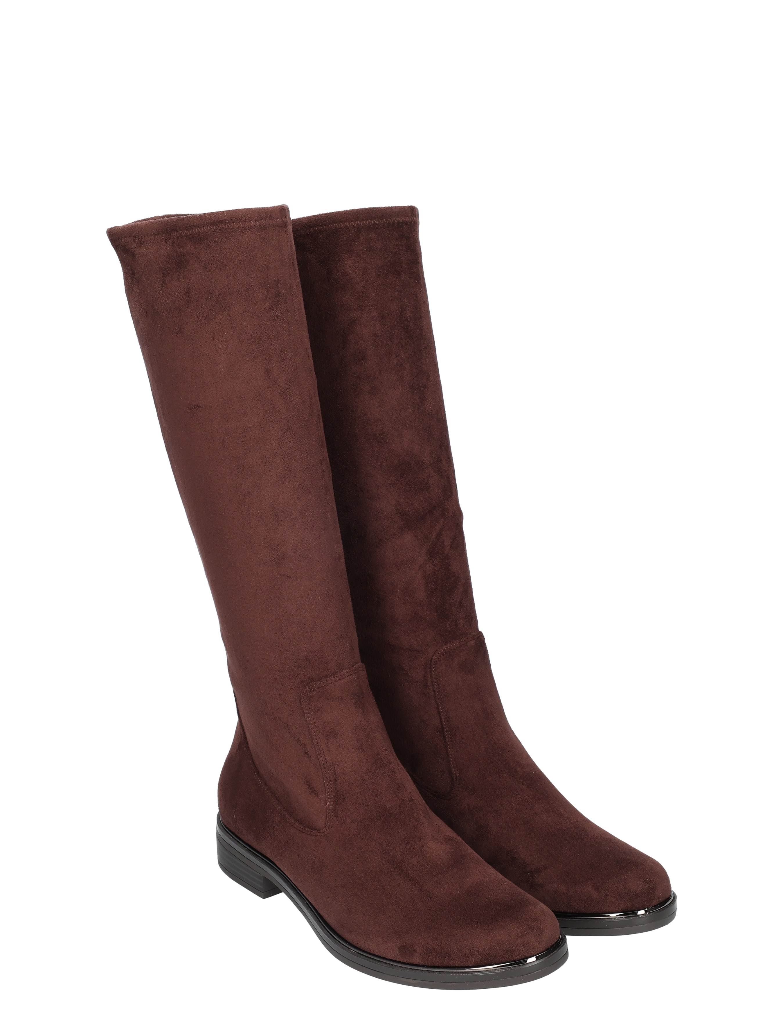 laarzen, bottine, kneedhoog, suede, donkerbruin