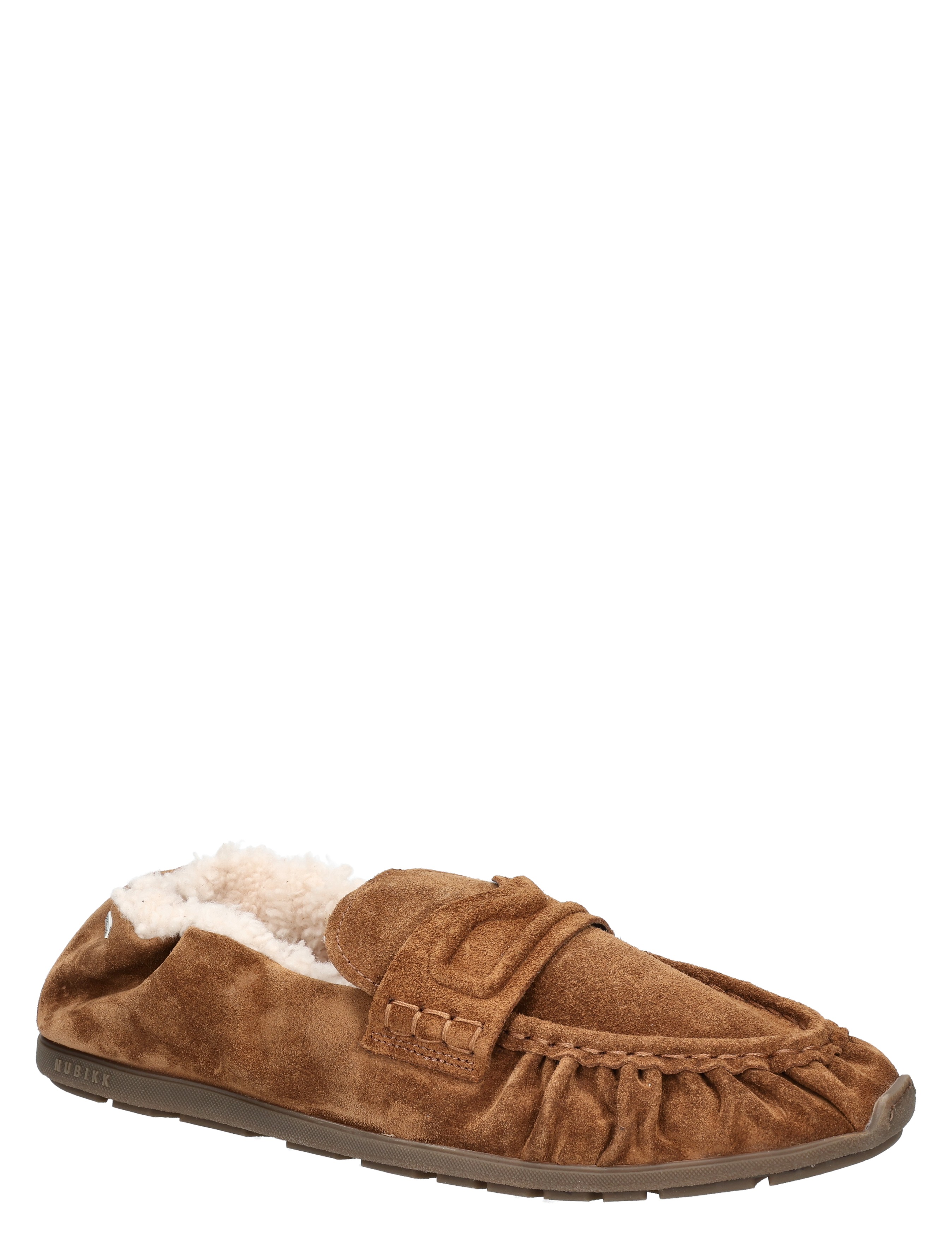 slipper, mocassin, brown, suede, fleece-lining