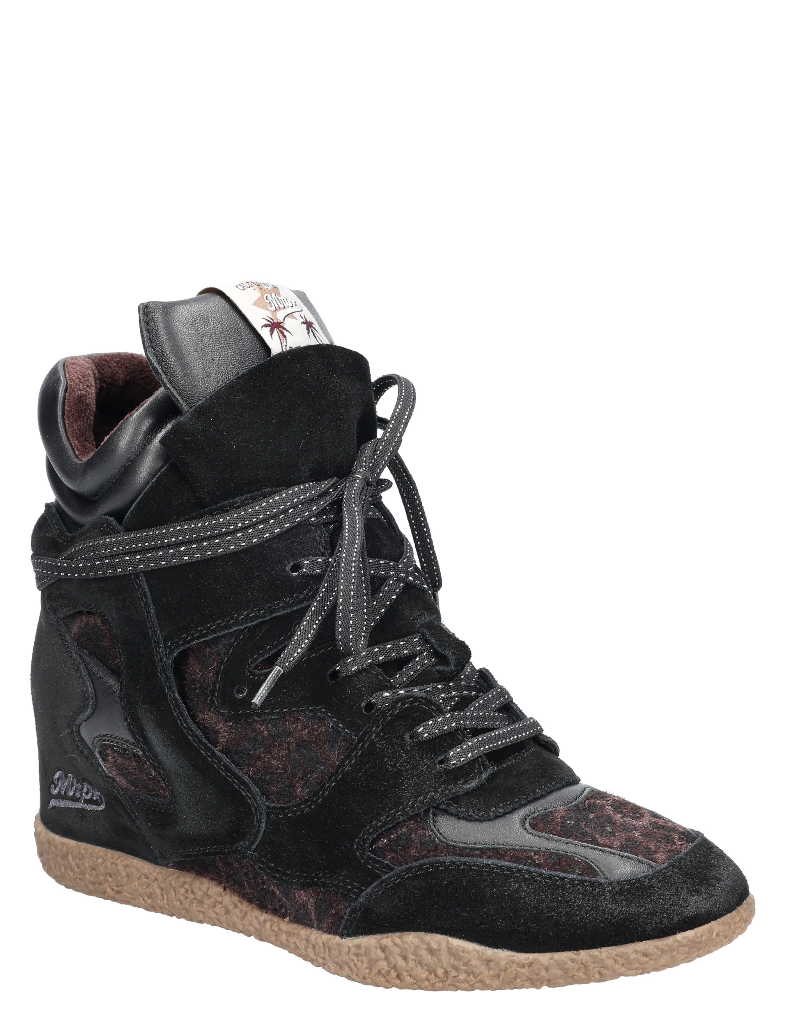 hoge sneakers, black suede, laced boot, hoog model, hielband patroon