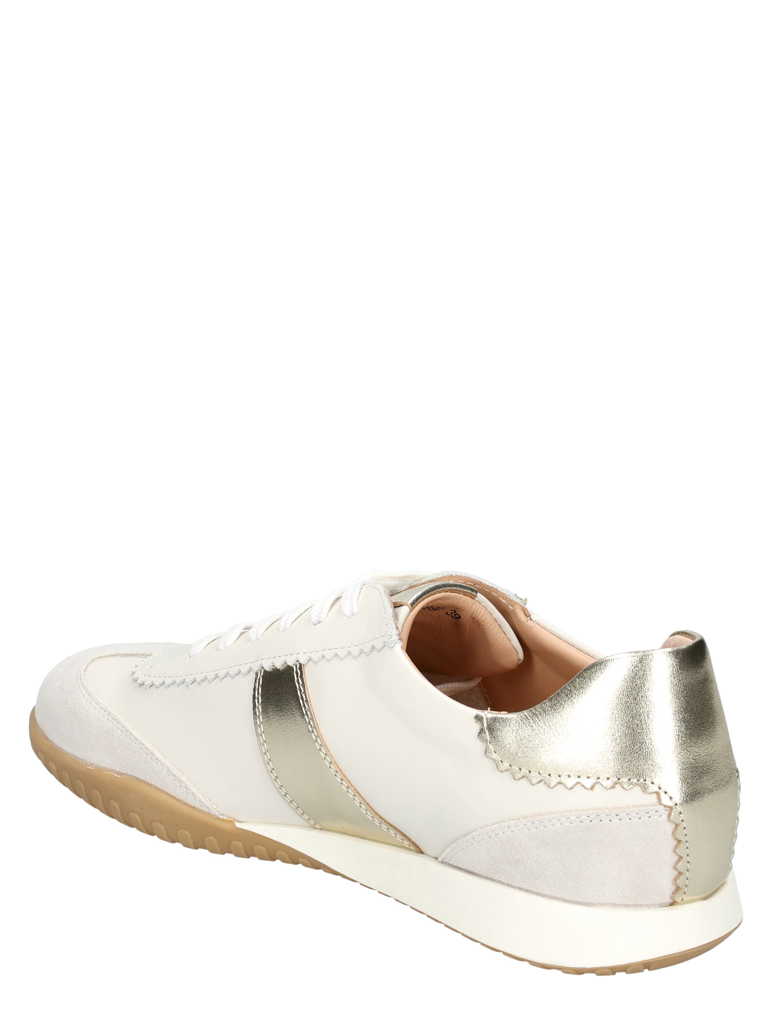 sneaker, kunstleren, witte schoen, gumzool, metallic aksent