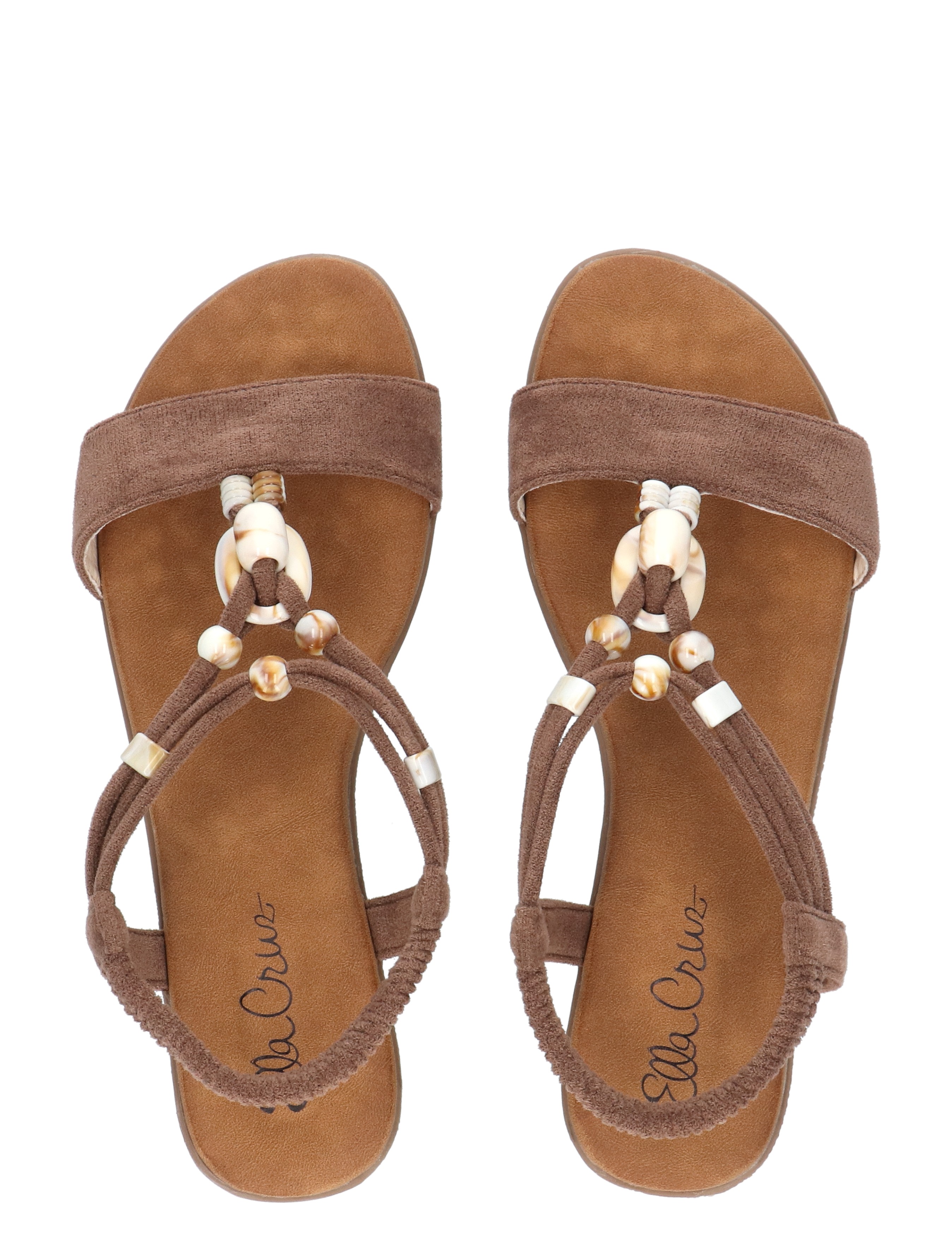 sandalen, sandalen met band, beads, suede, bruine kleur