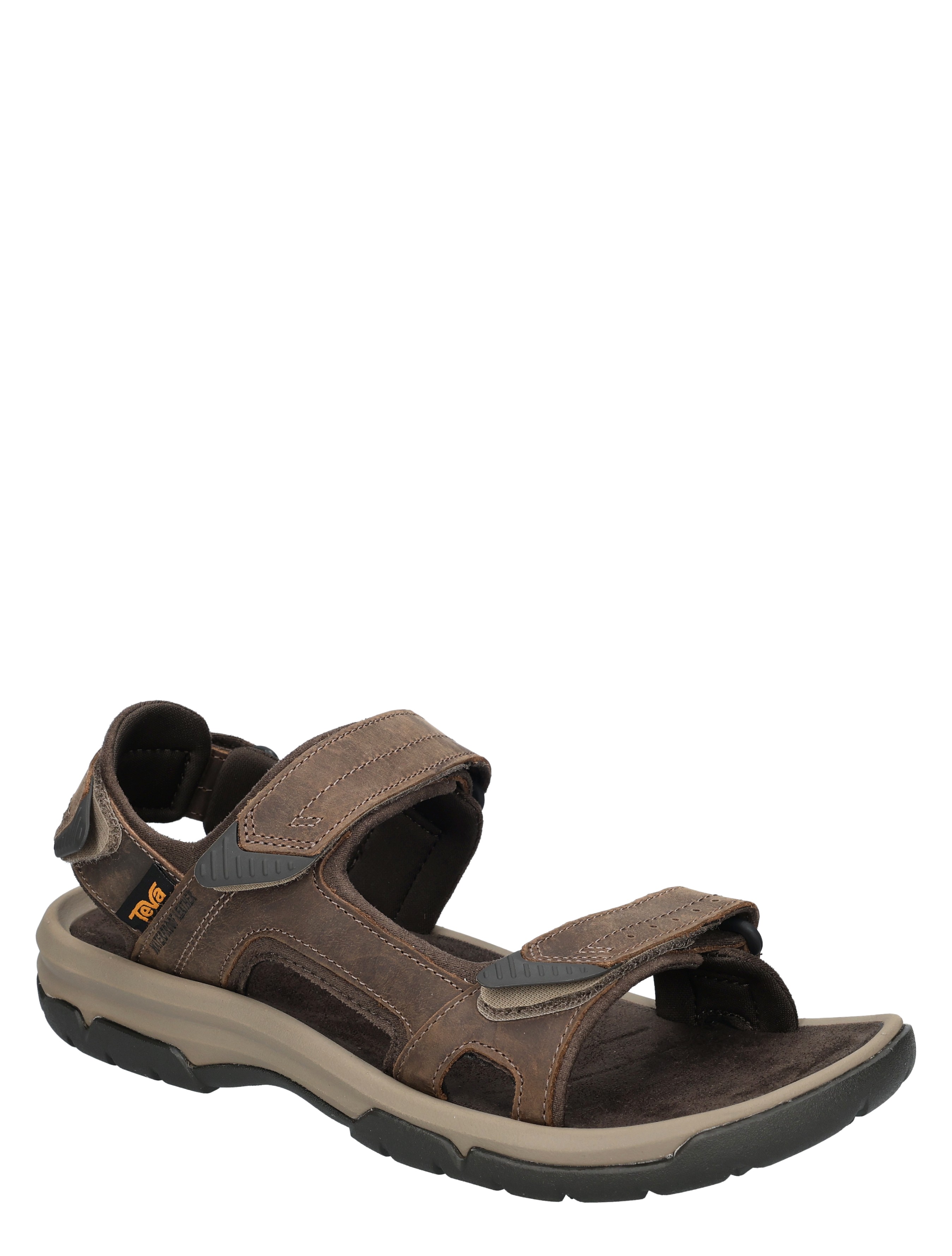 sandalen, heren, leder, bruin, veterloze