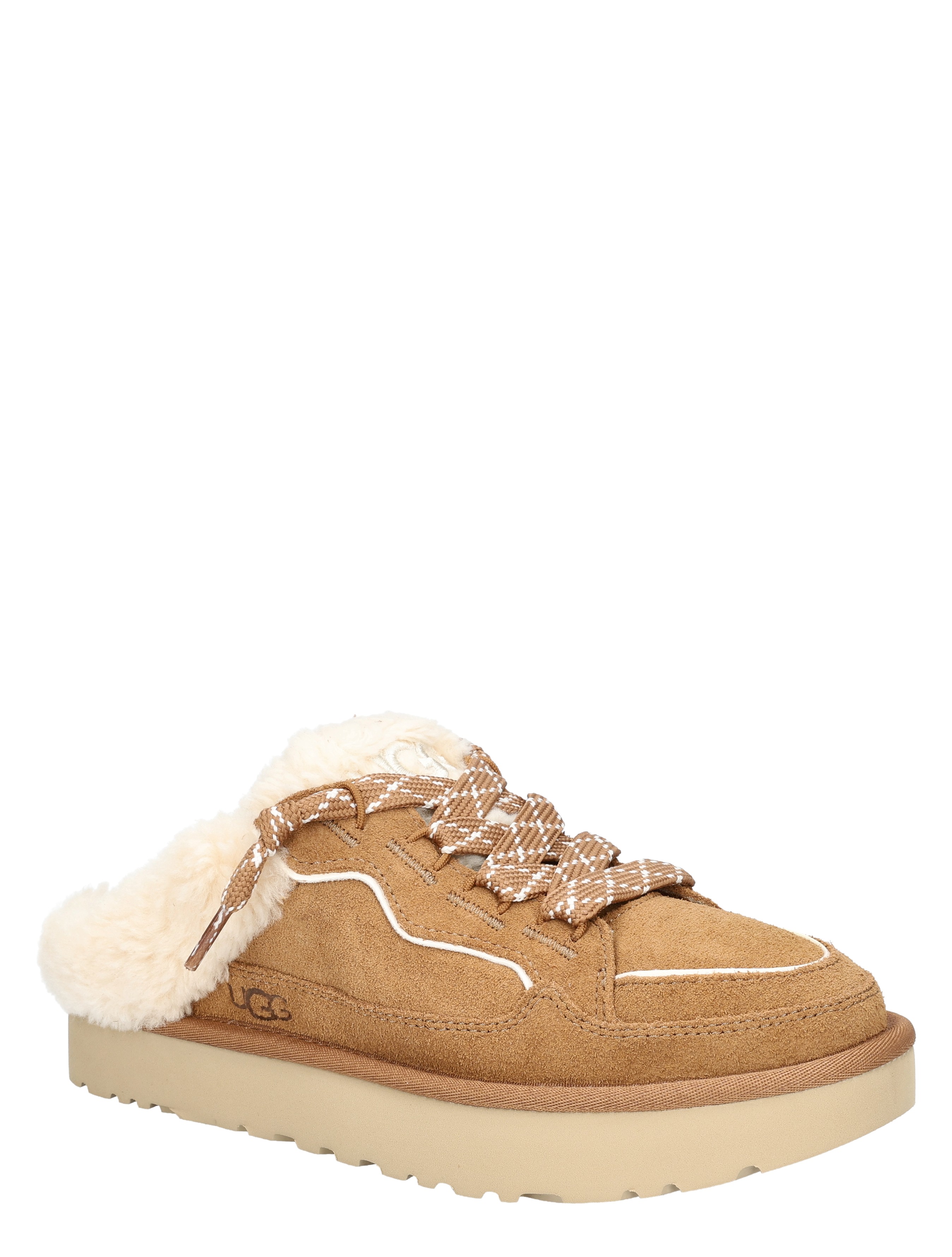 sneaker, luxe, shearling, camel, detail-lacing