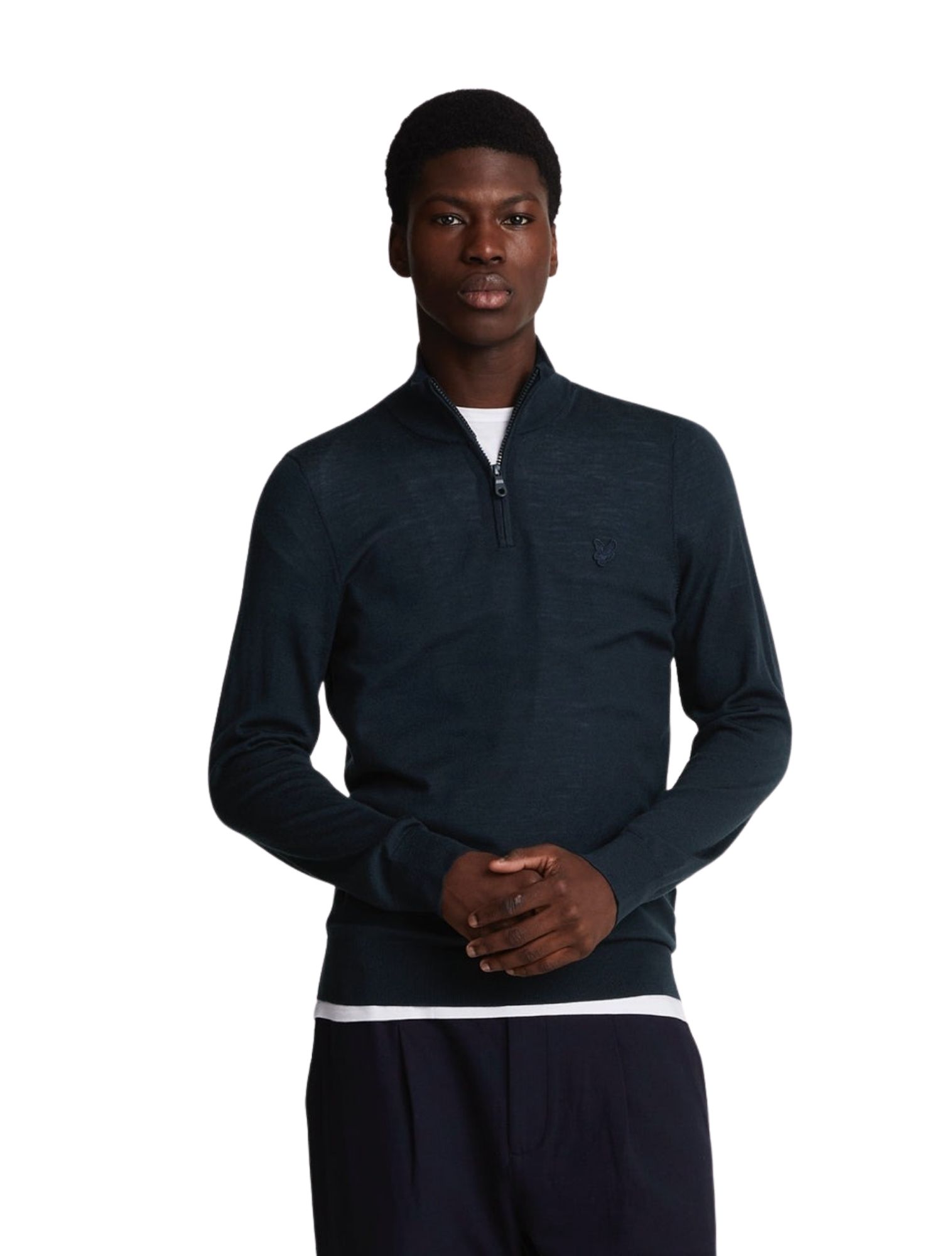 Lyle and Scott - Tonal Merino Zip Dark Navy - Heren - Truien & Sweaters - 48540_33_2