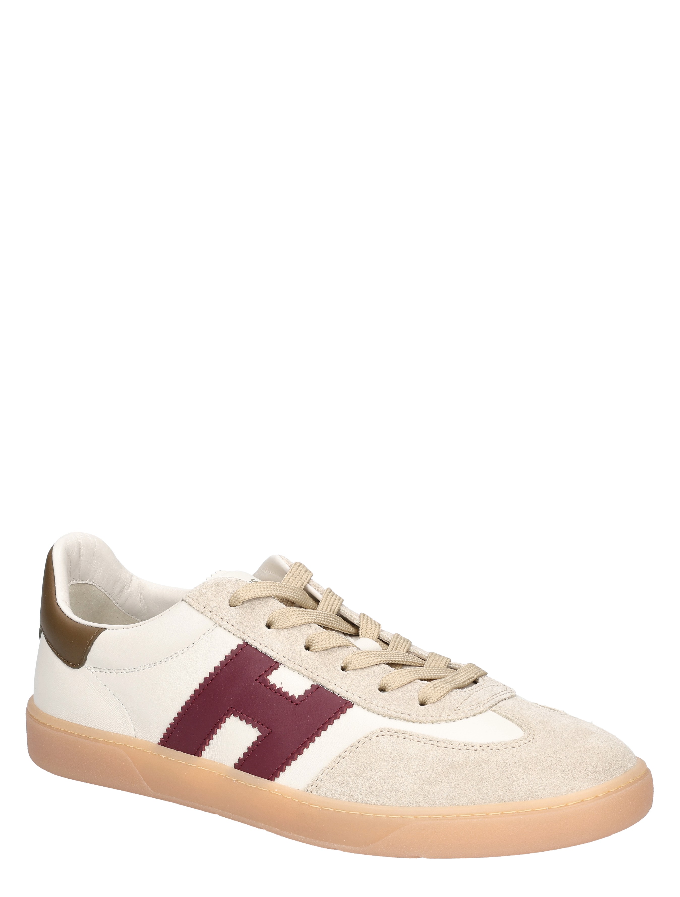 sneaker, casual, suede, lederlook, kleurig-logo