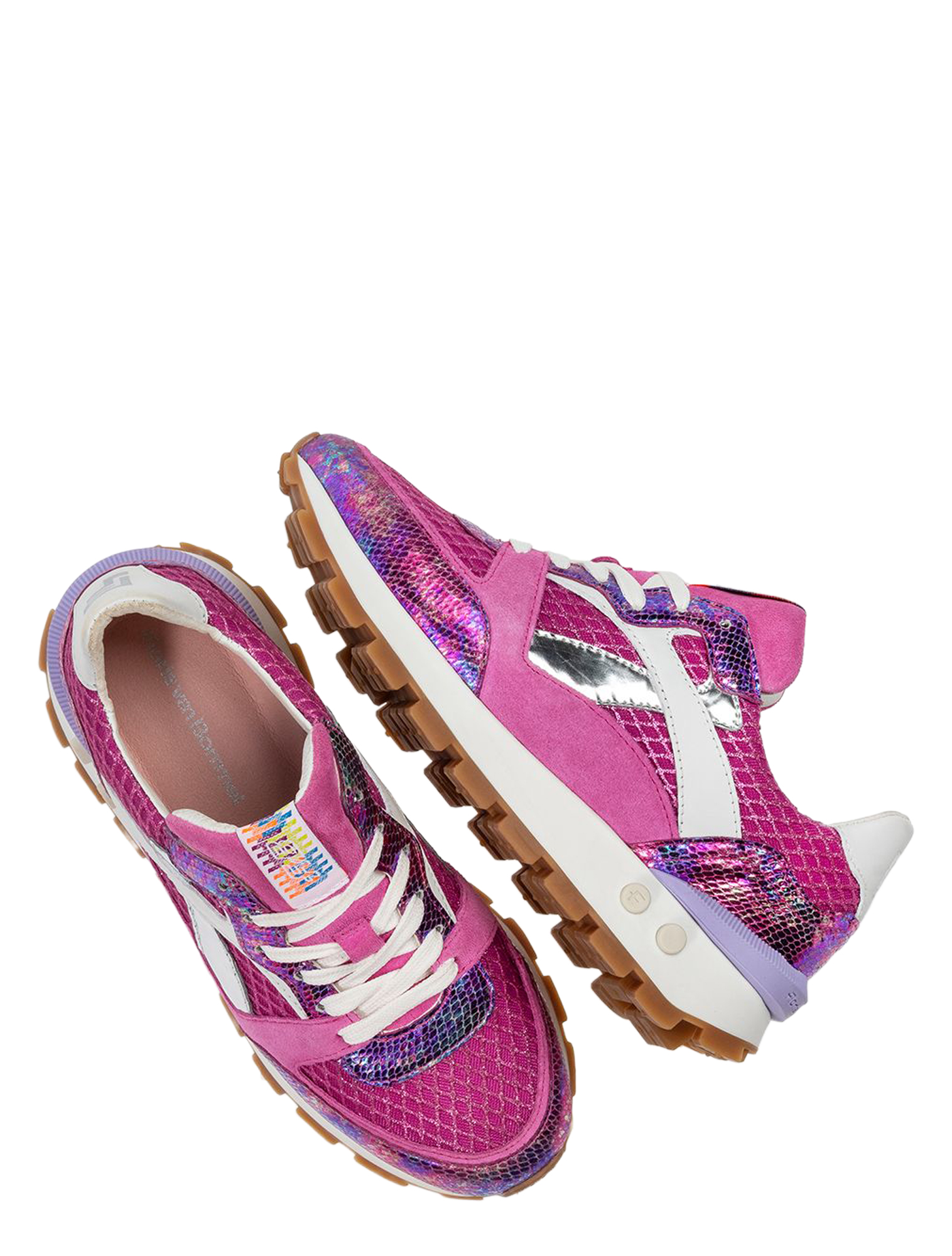 sneakers, roze, holografisch, lichtgewicht, gummizool
