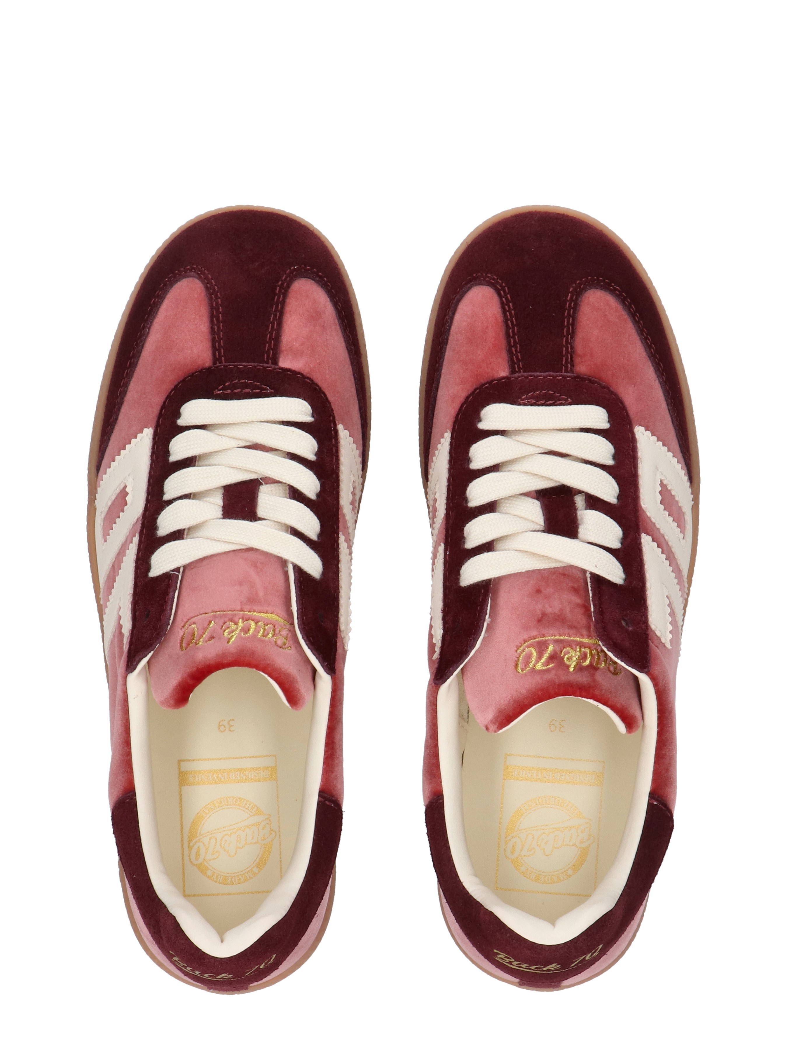 sneakers, burgundy, suede, lacing, white stripes