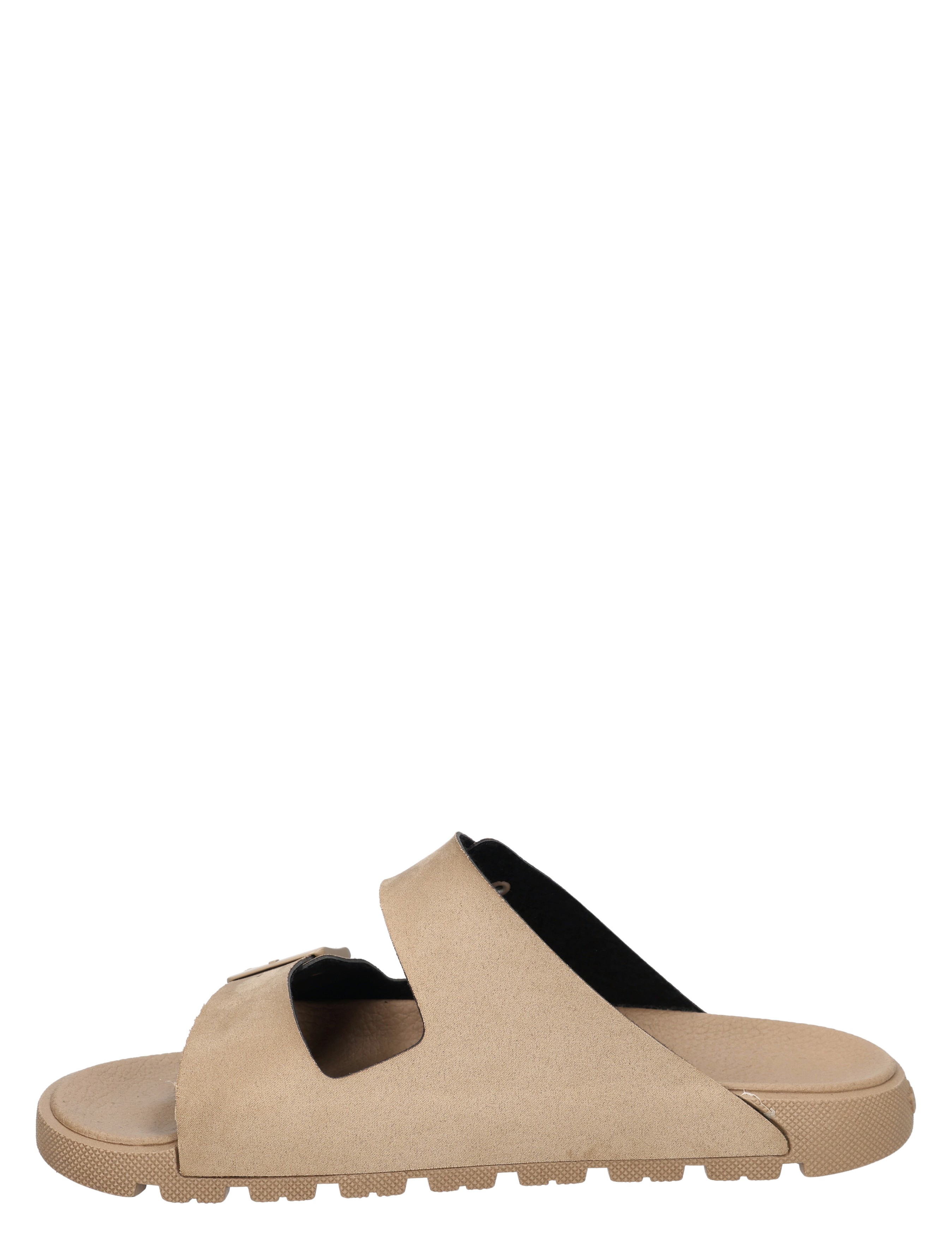 slipper, sandalen, sandalen met band, egelzool, beige