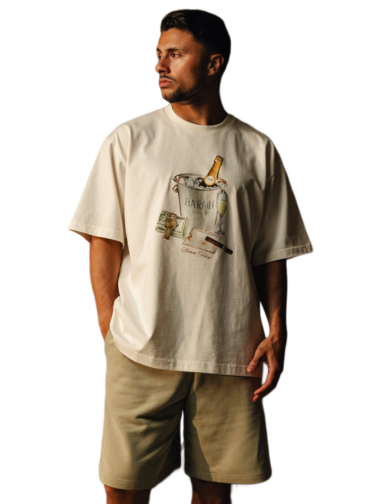 Baron Filou - Oversized BP Baron Beach Bill Baron Beach Bill Off-White - Heren - T-Shirts & Polos - 50621_77_2