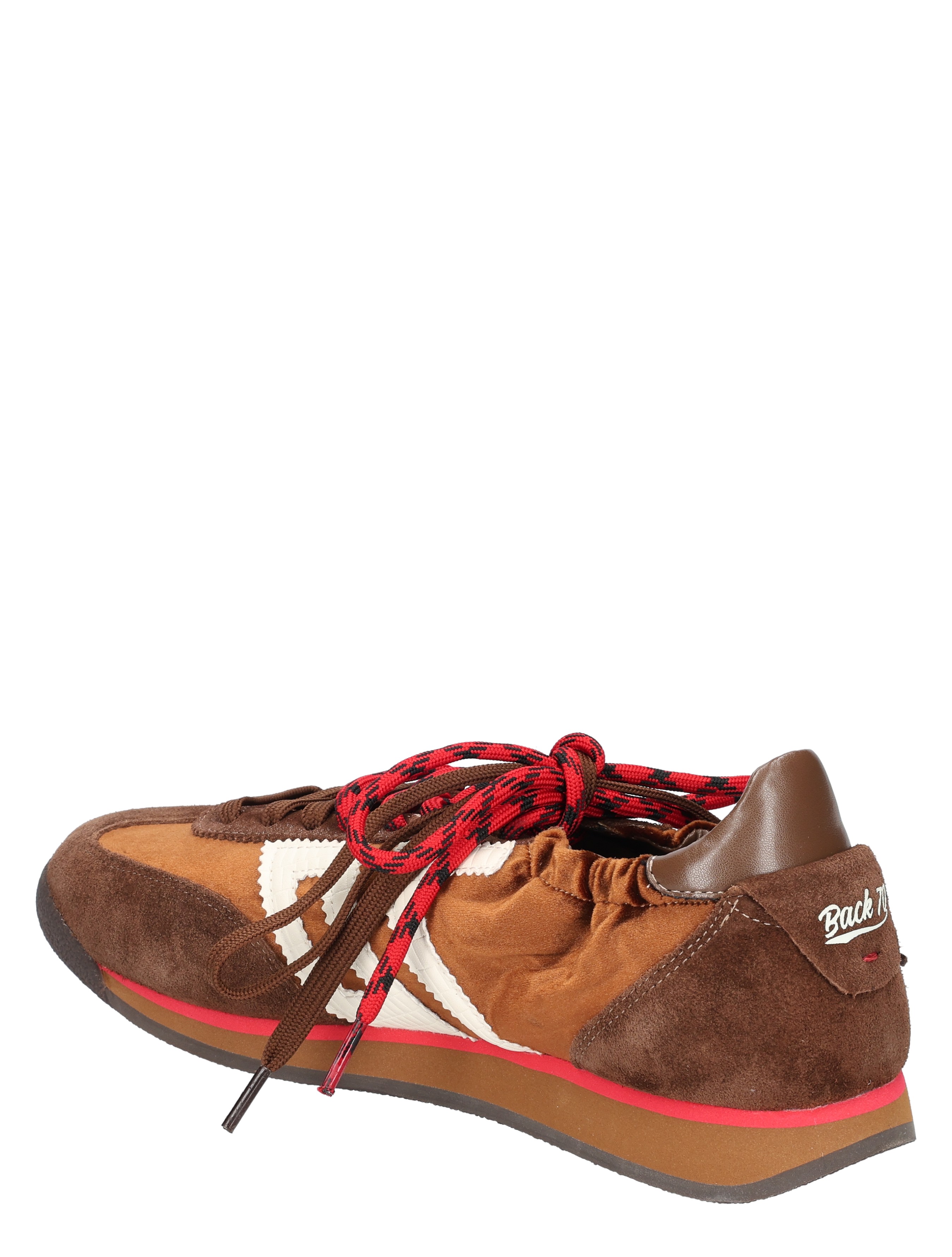 sneaker, heren, bruin, rode-veters, suede