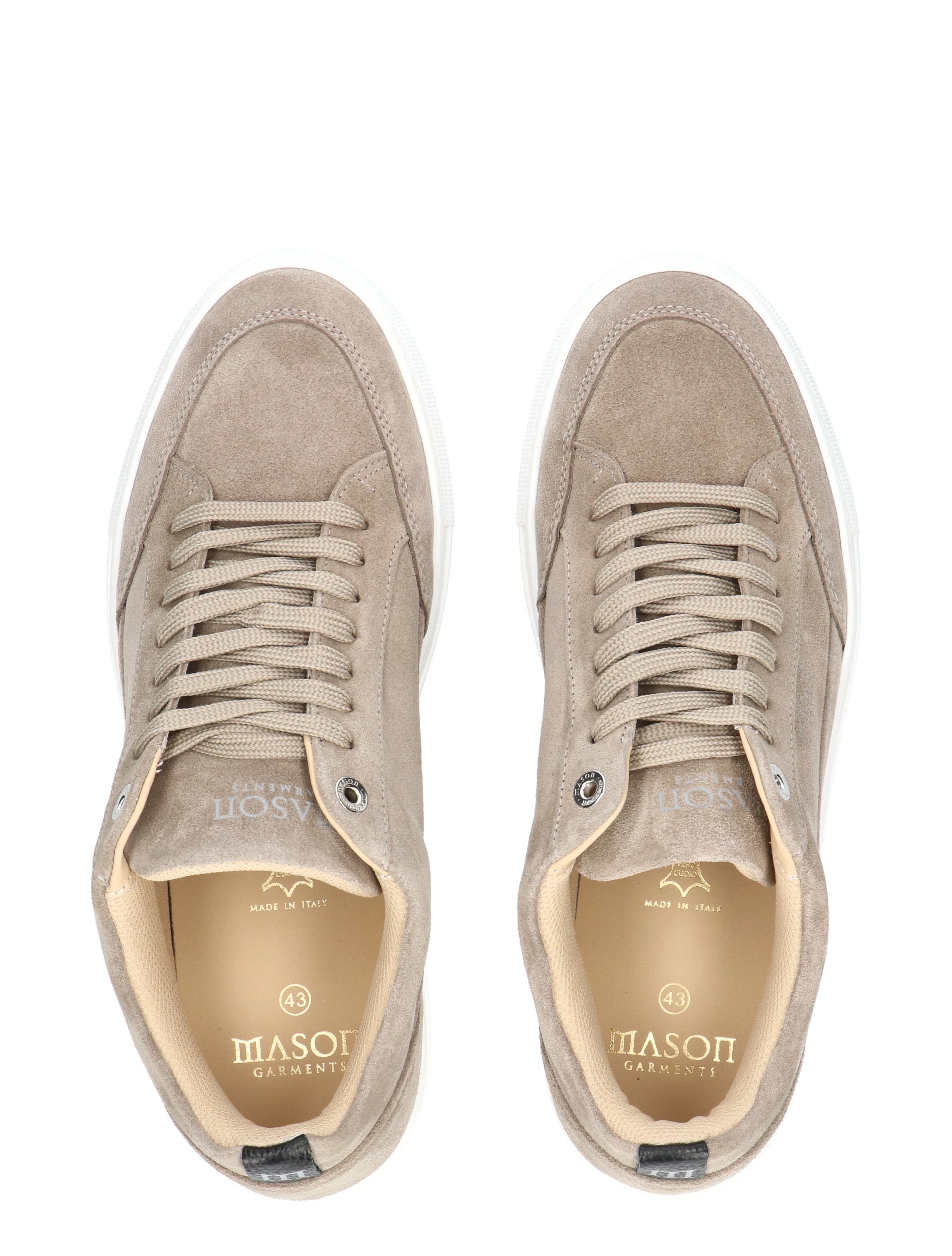 suède, beige, sneakers, lisse zool, veters, made in italy