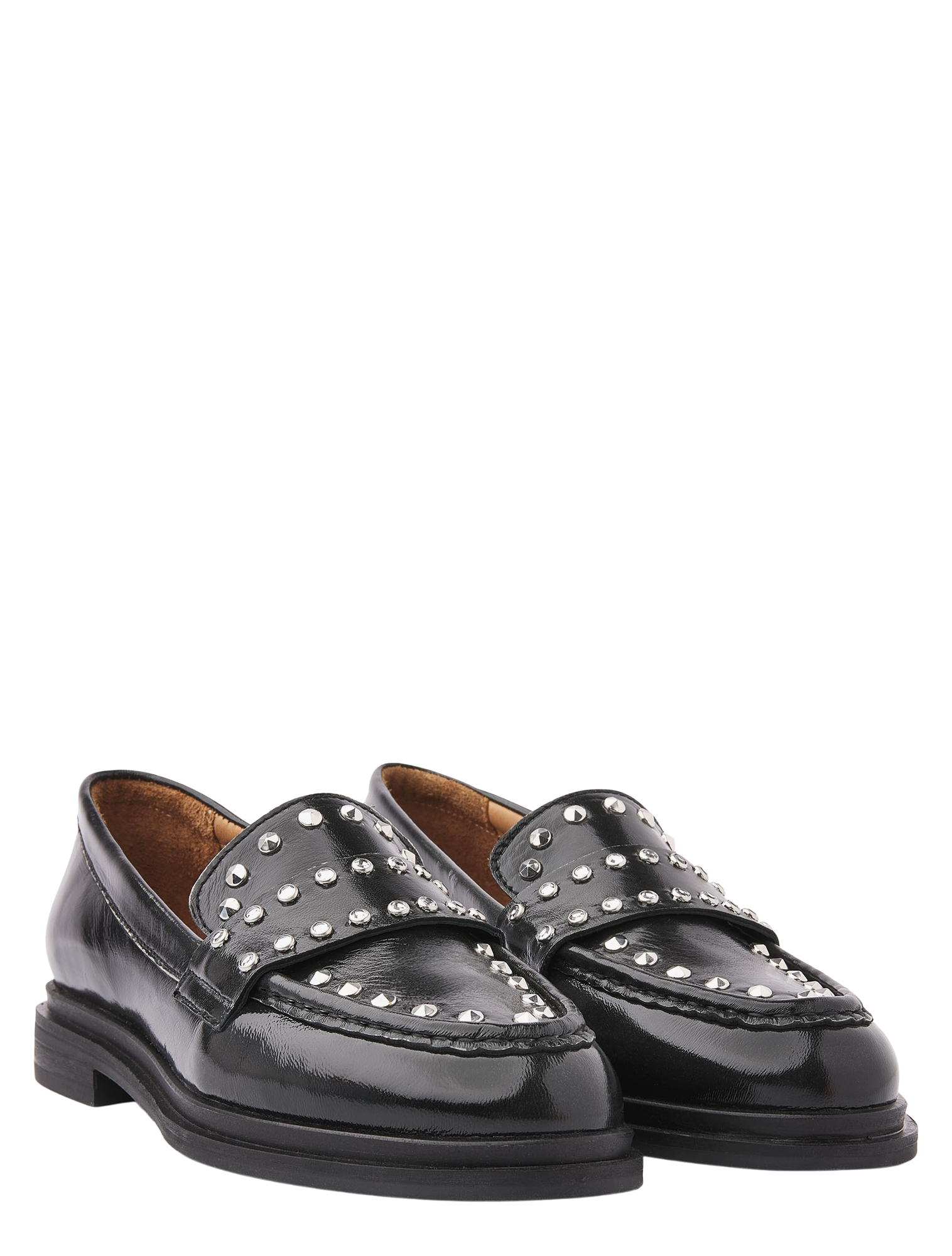 laarzen, loafers, metalen studs, black, leren