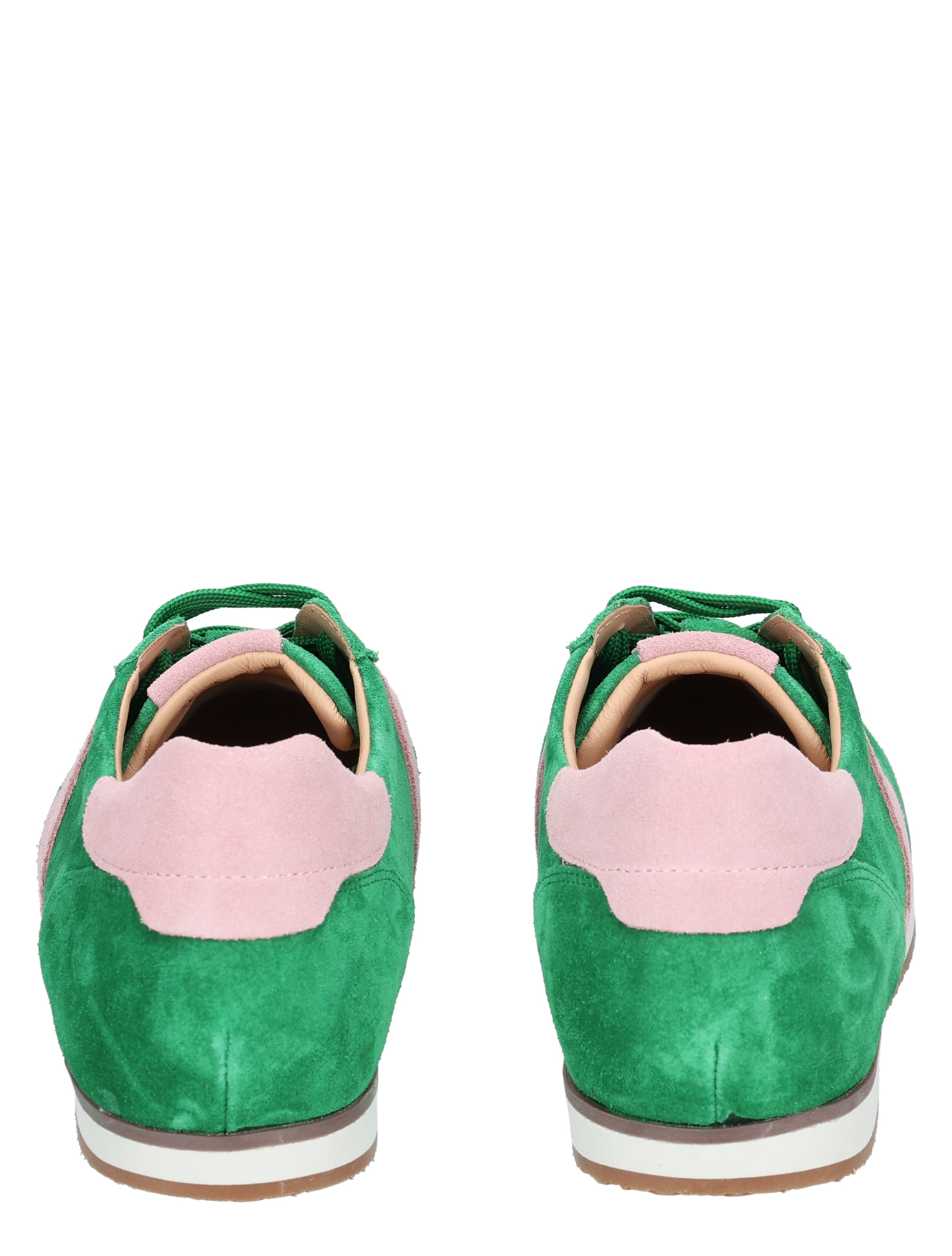 color groen, roze accenten, suede, sneakers, achterkant