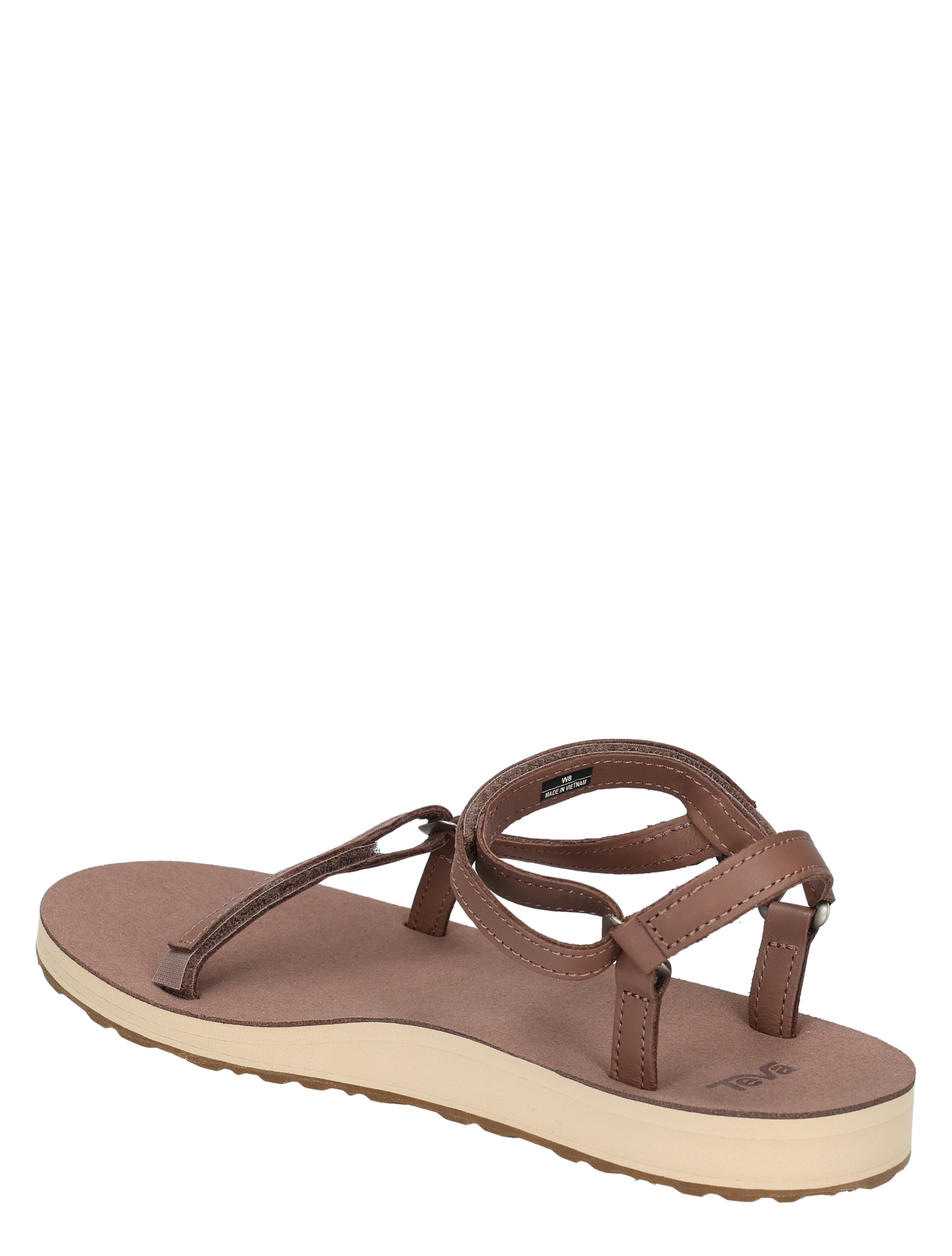 sandalen, sleehak, t strap, leren, bruin
