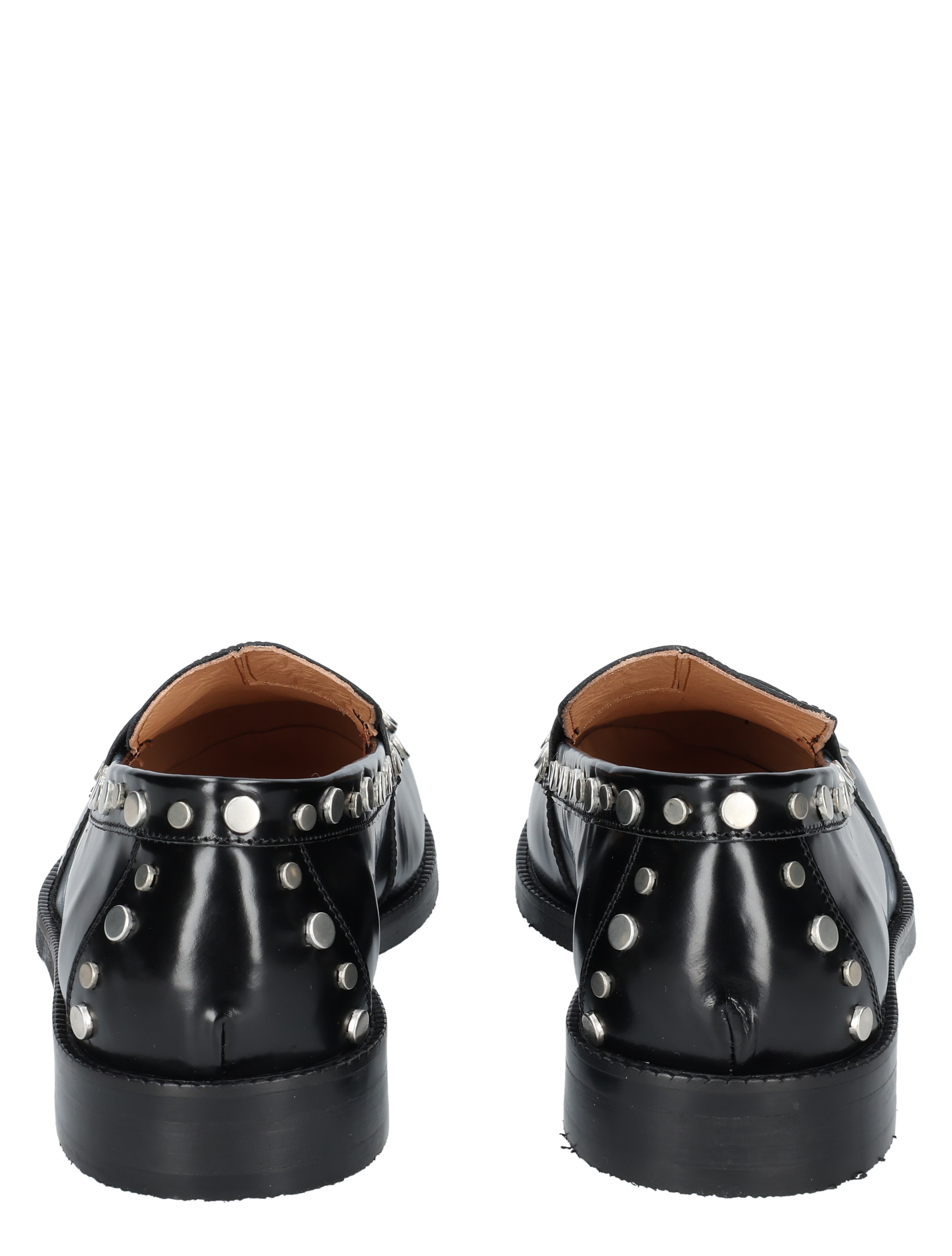 loafers, studs, zwart, leer, achterkant