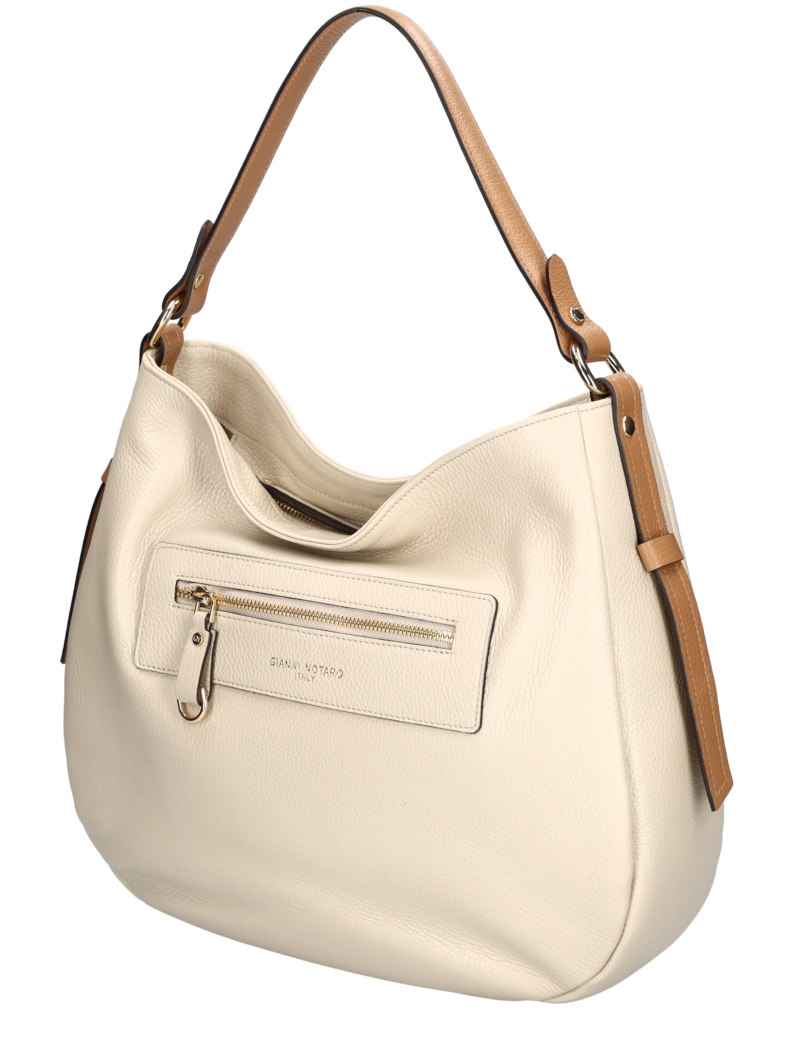 tote, handtas, leren, crèmekleur, rivier