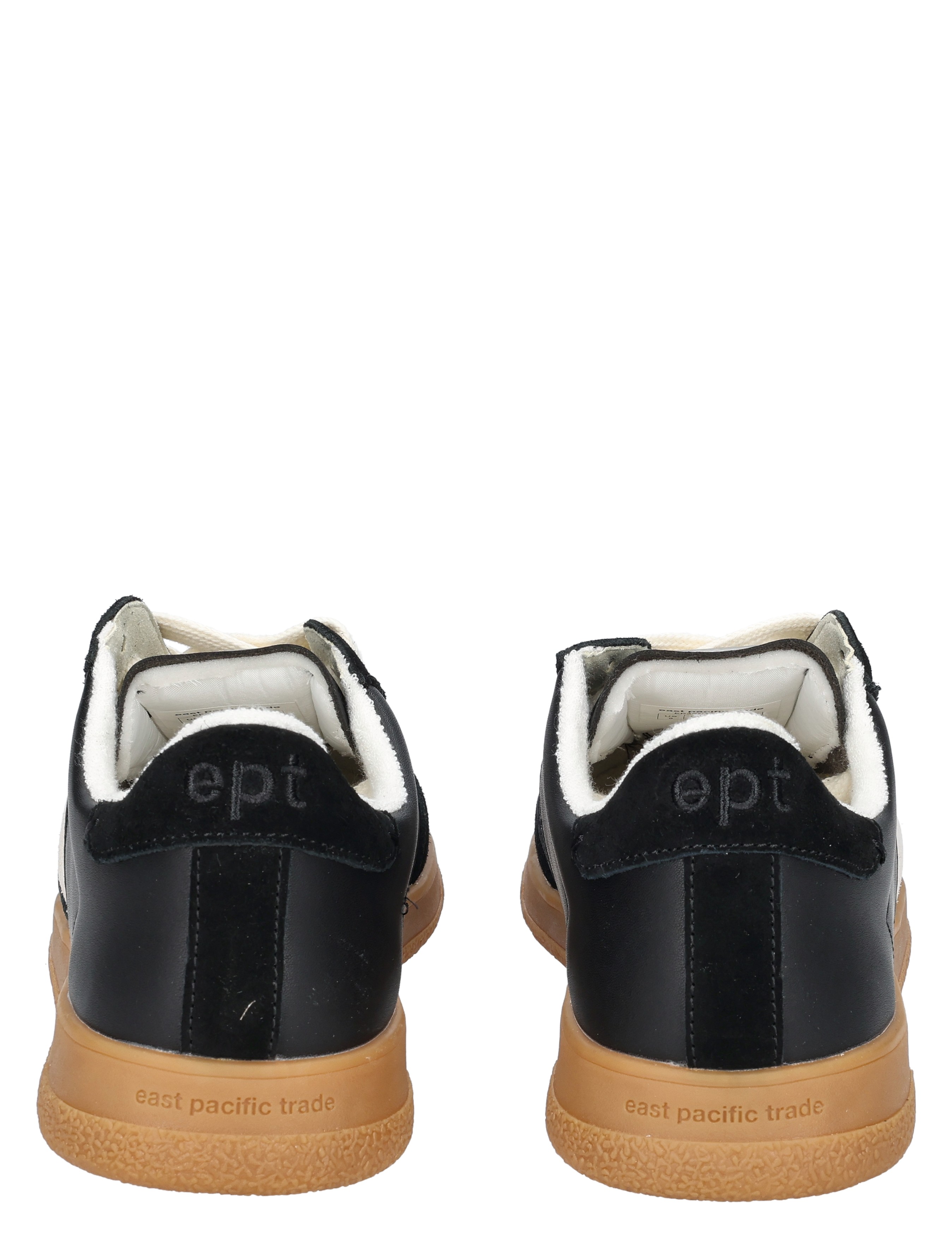 sneaker, zwart, gumzolen, achterkant, voering