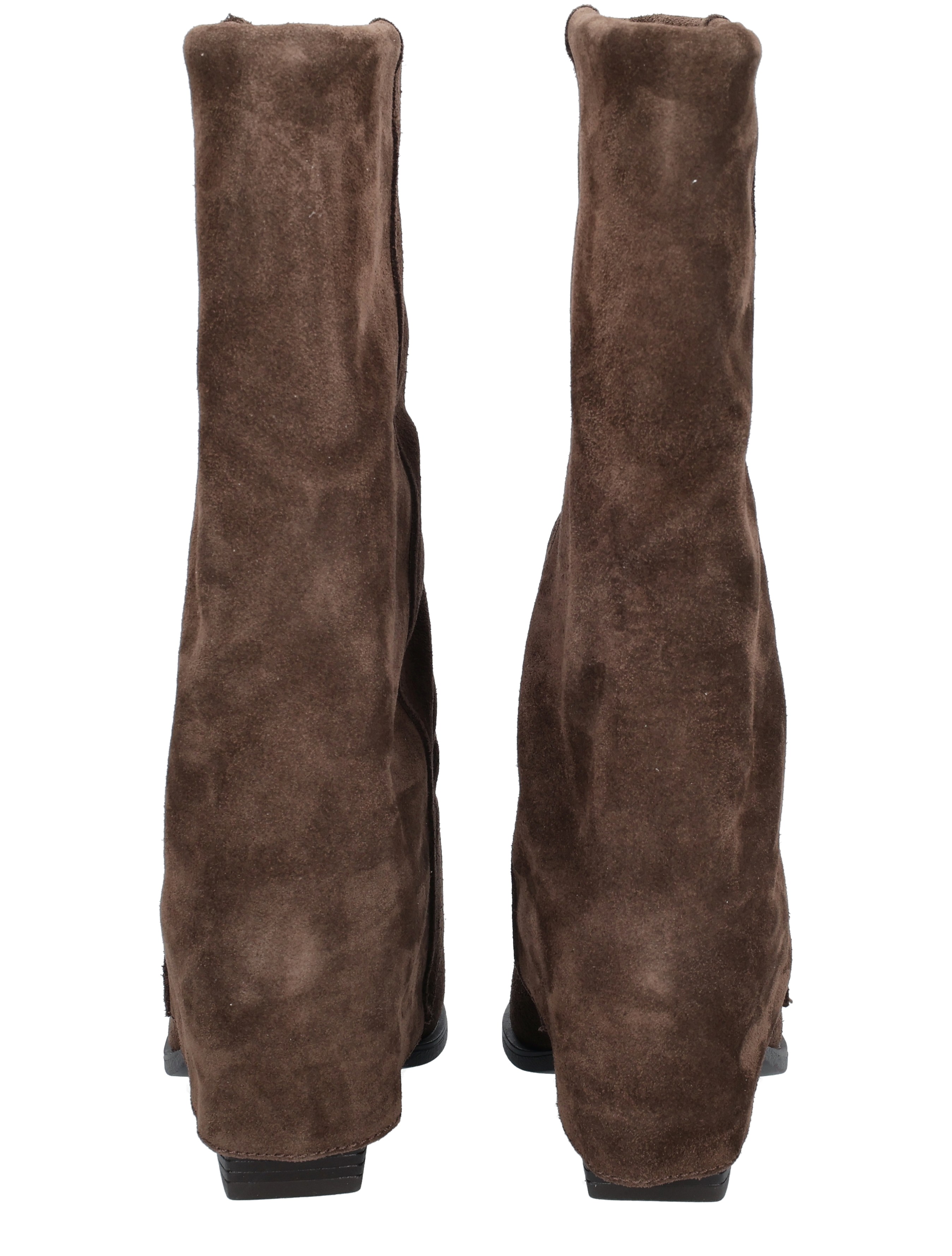 boots, ankle boots, brown suede, flat heel, mid-calf