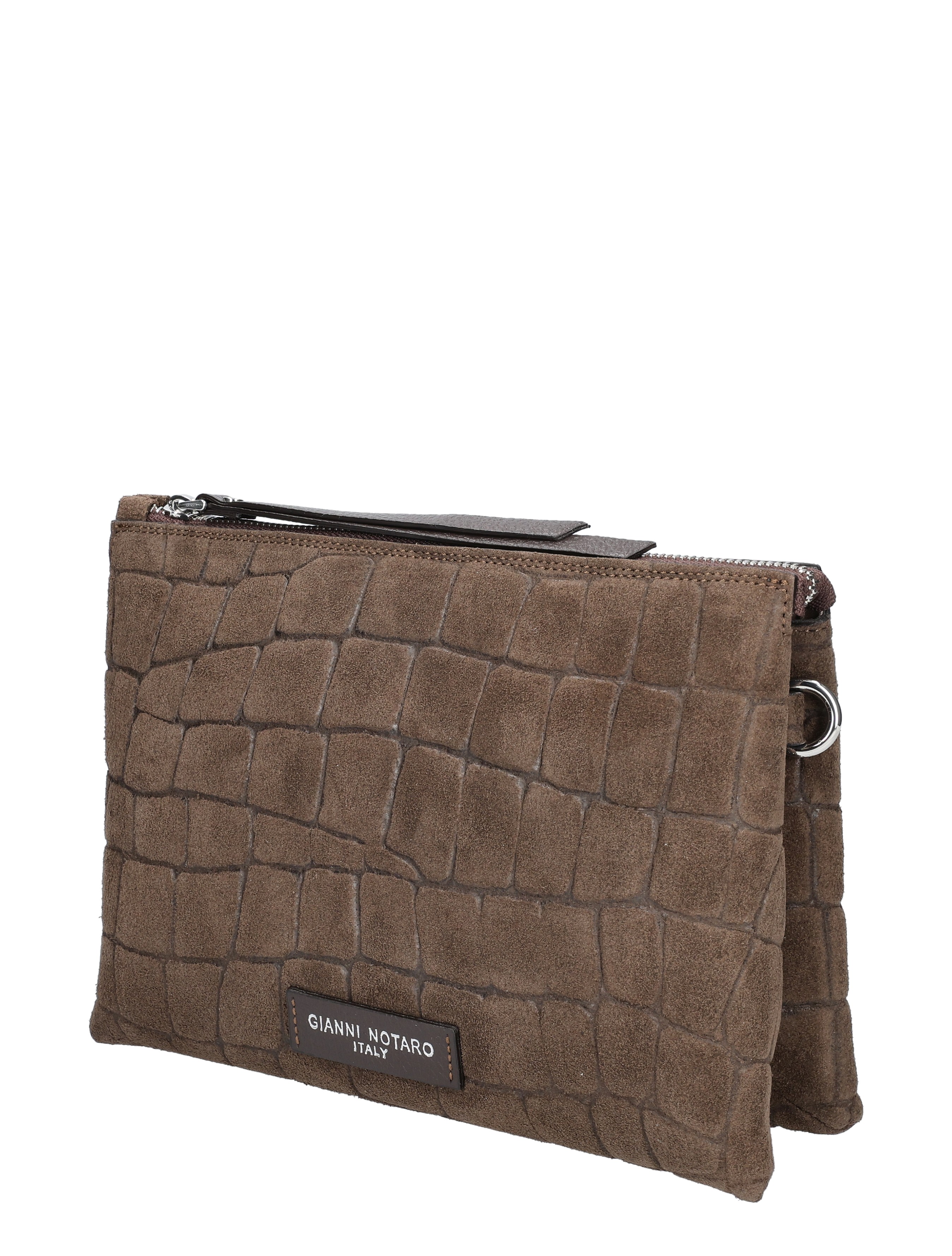 handtas, portemonnee, croco, bruin, riemring