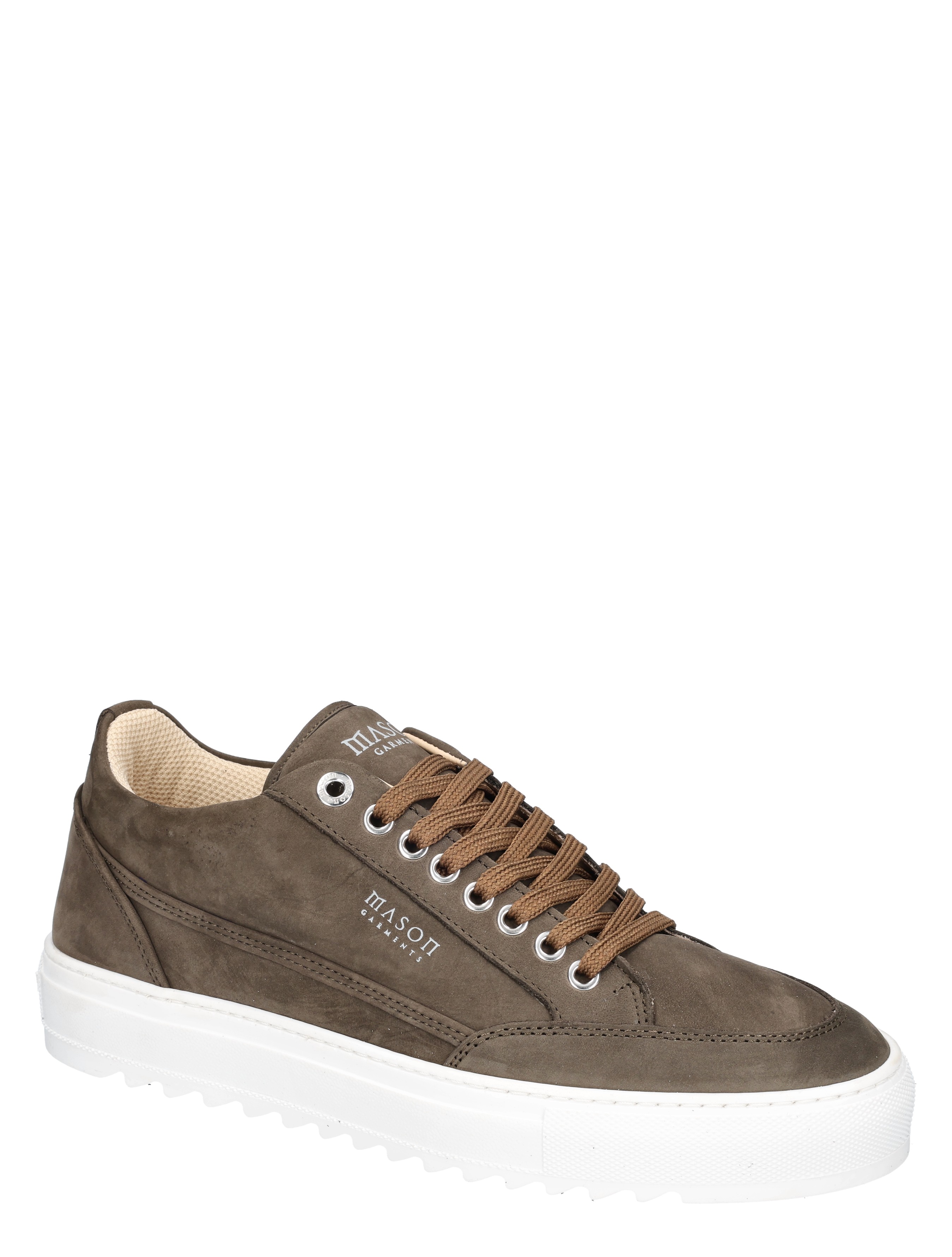 sneaker, bruin, leer, platte zool, sneaker veters