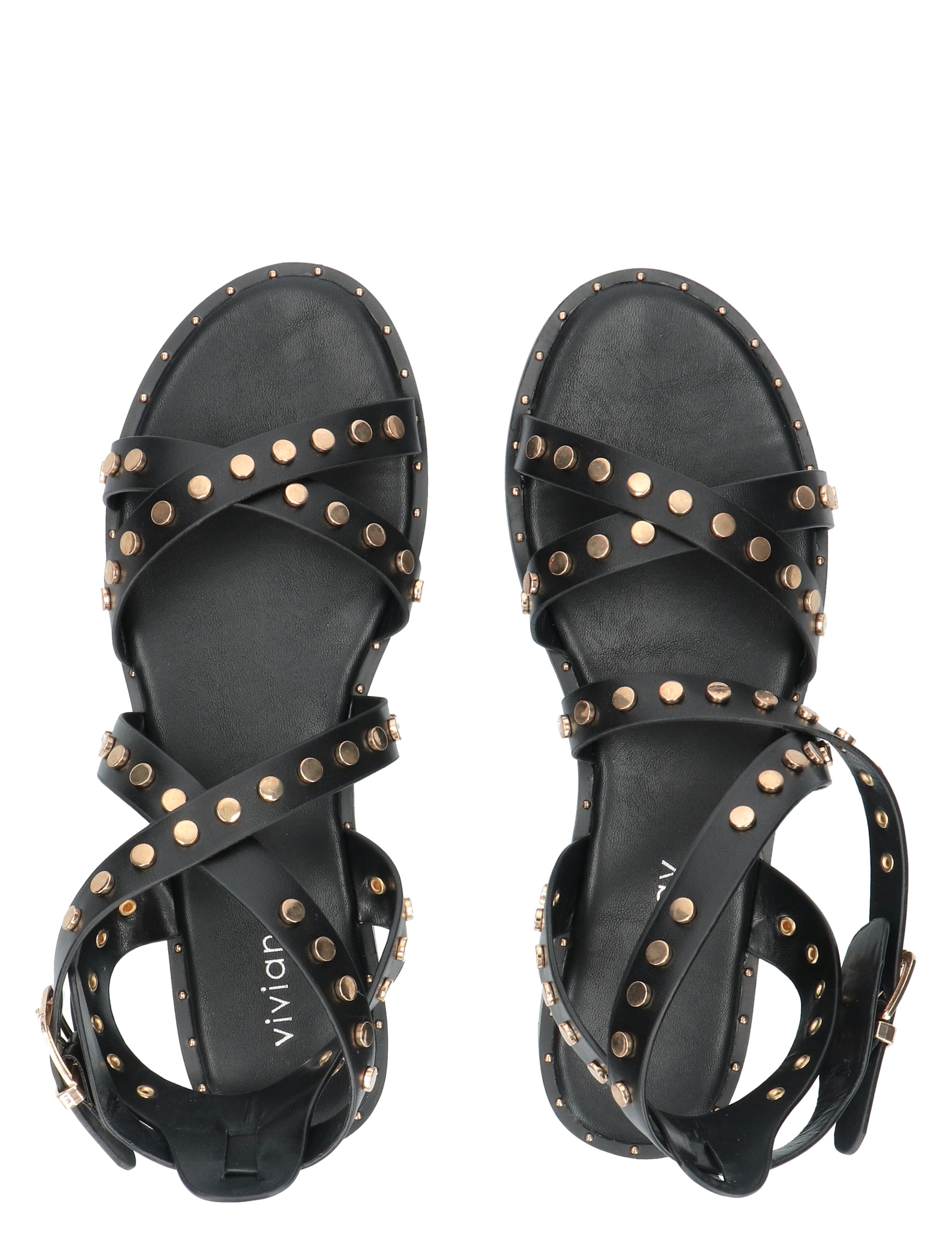sandalen, riemen, studs, zwarte, strappy