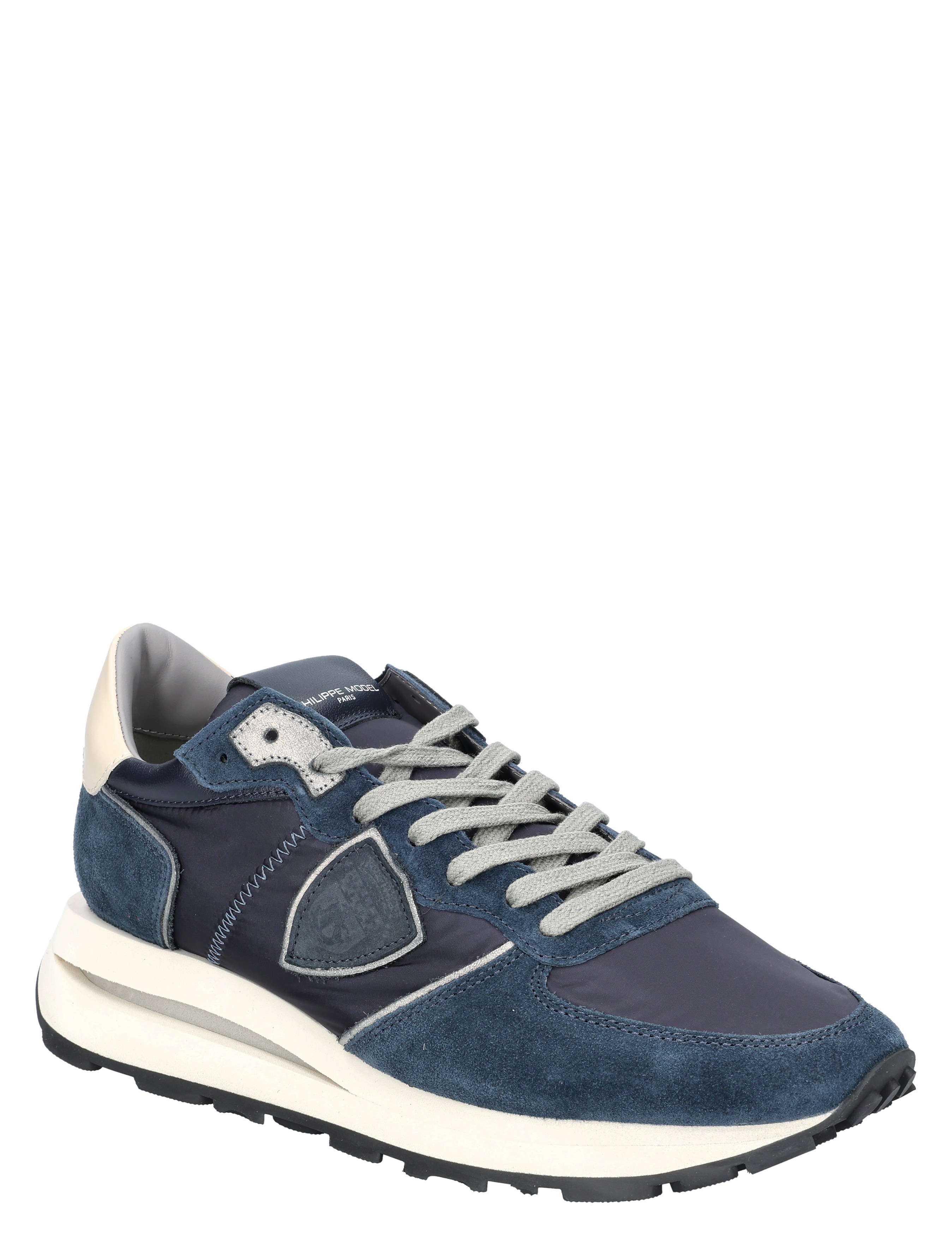 sneaker, oceaanblauw, suède, wandel-/fitness-schoen, korte tong/upper met panelen