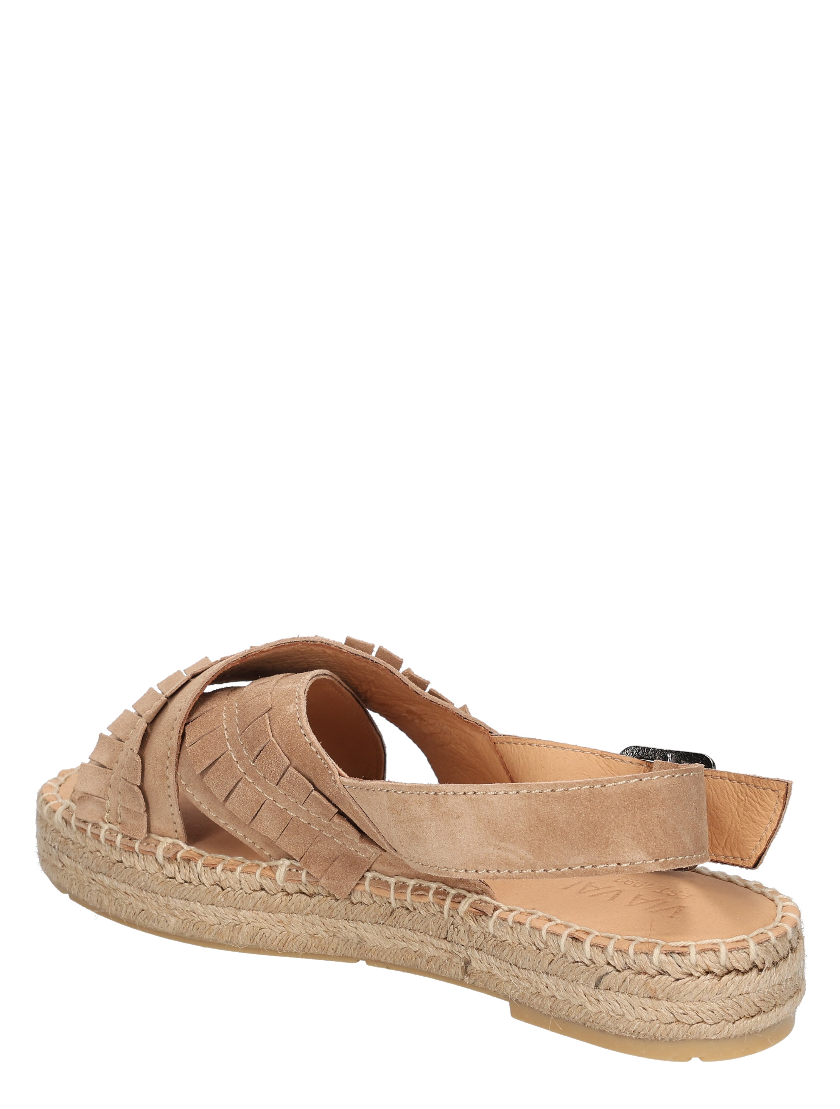 sandal, tan, leer, plat, espadrille