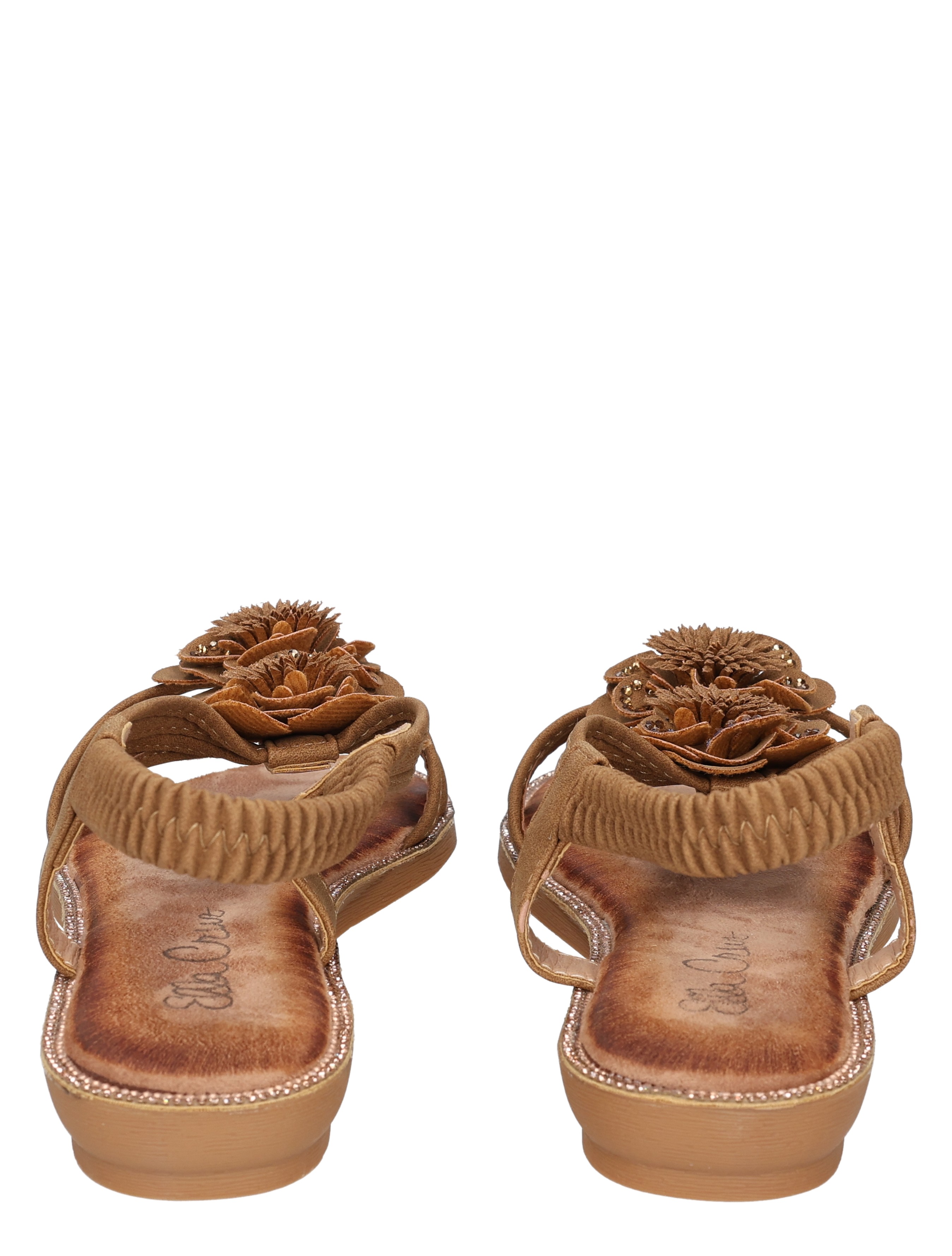 sandalen, damesschoenen, riempjes, decoratieve bloem, bot-kleur