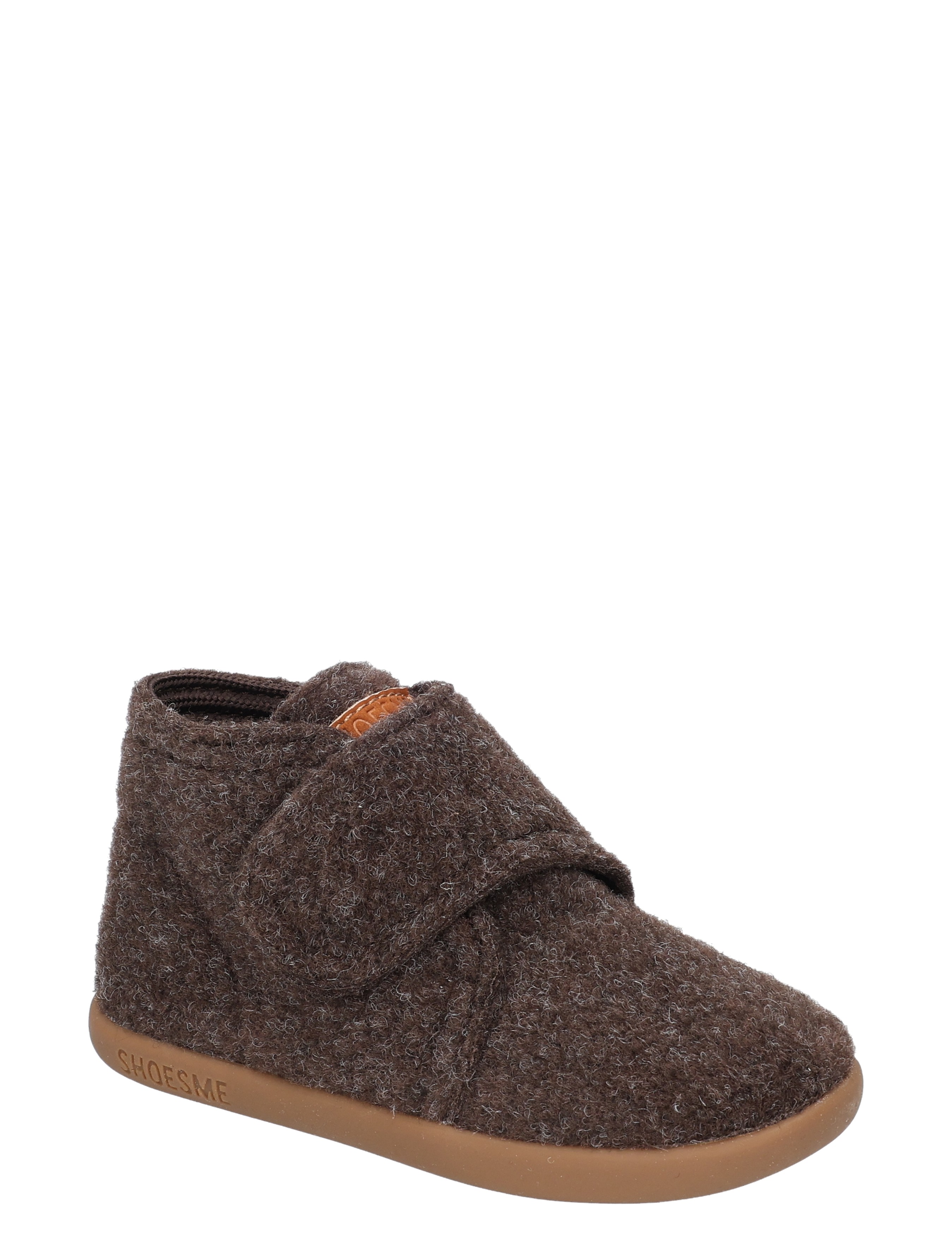 slipper, bootie, brown, fleece, rubber sole