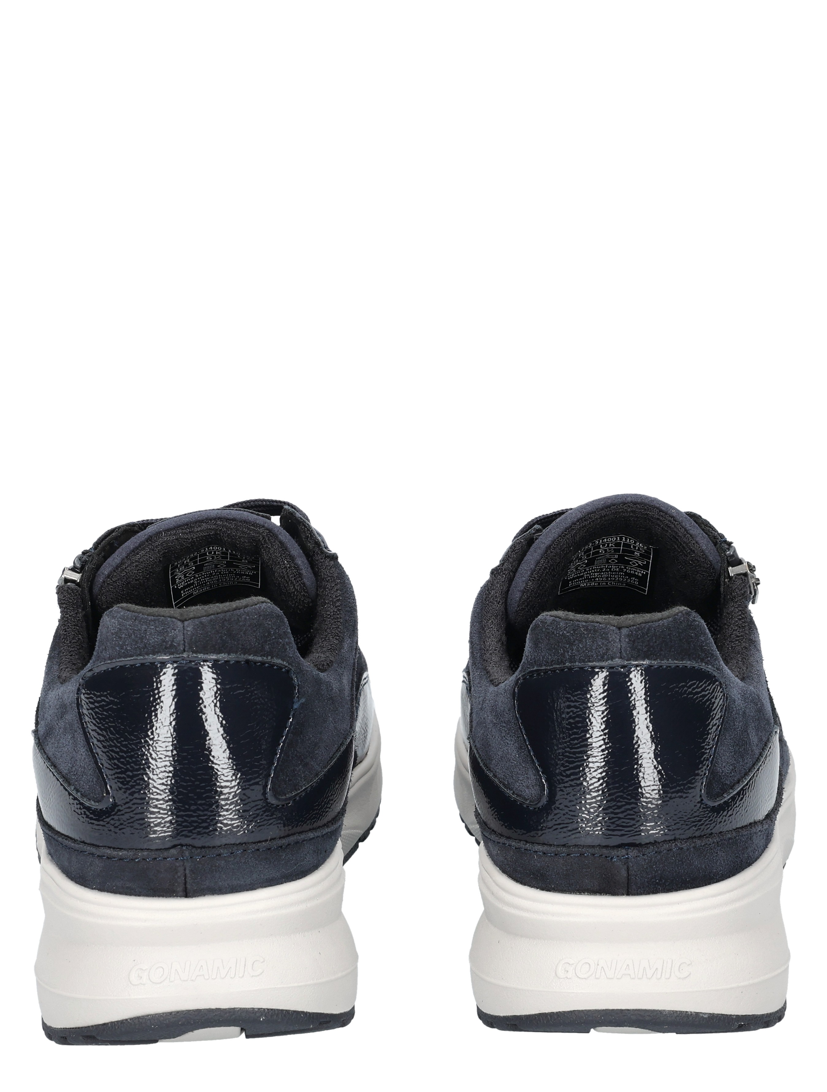 sneakers, damesschoenen, marineblauw, leren accenten, slip-on stijl