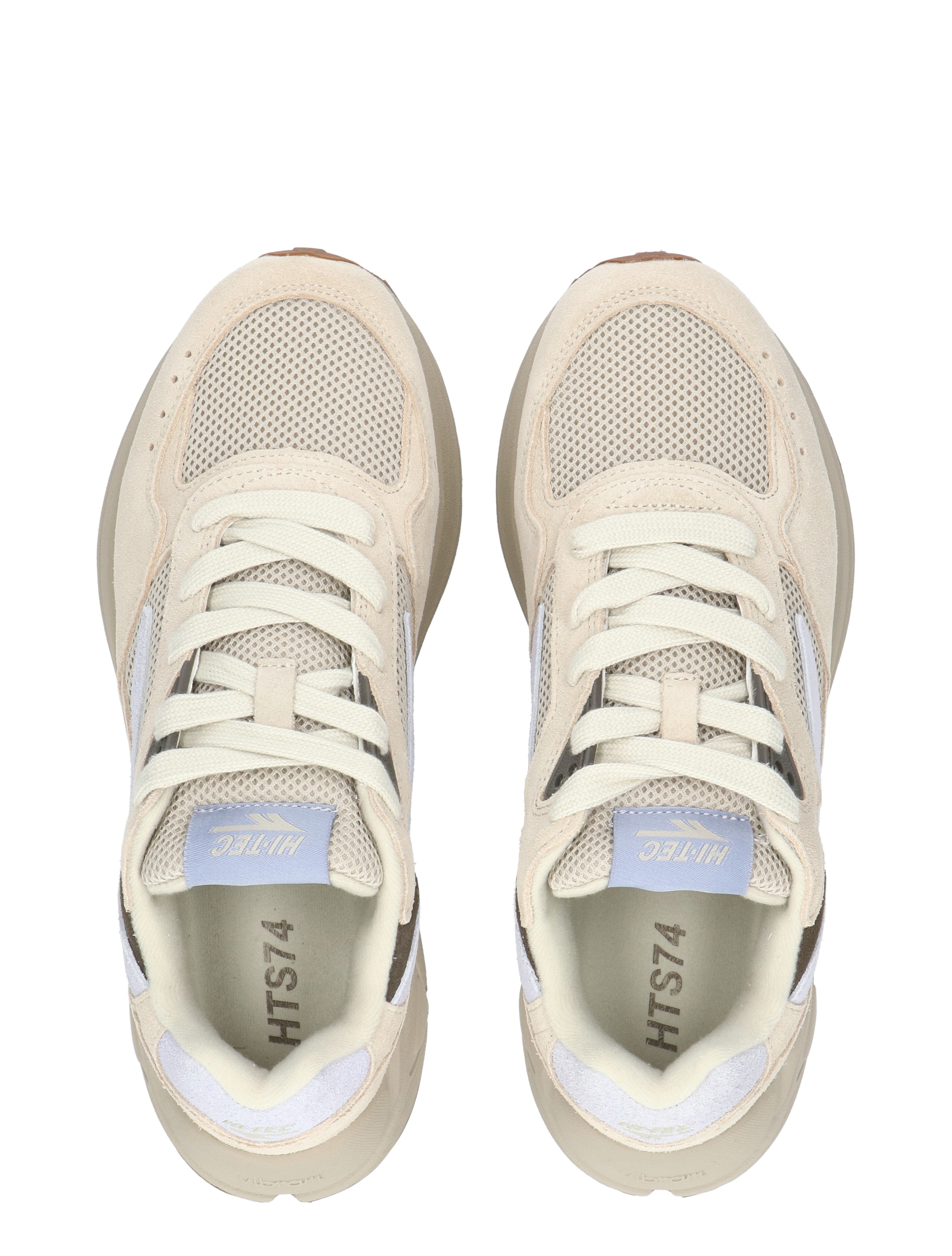 sneakers, mesh, beige, veters, lage snit