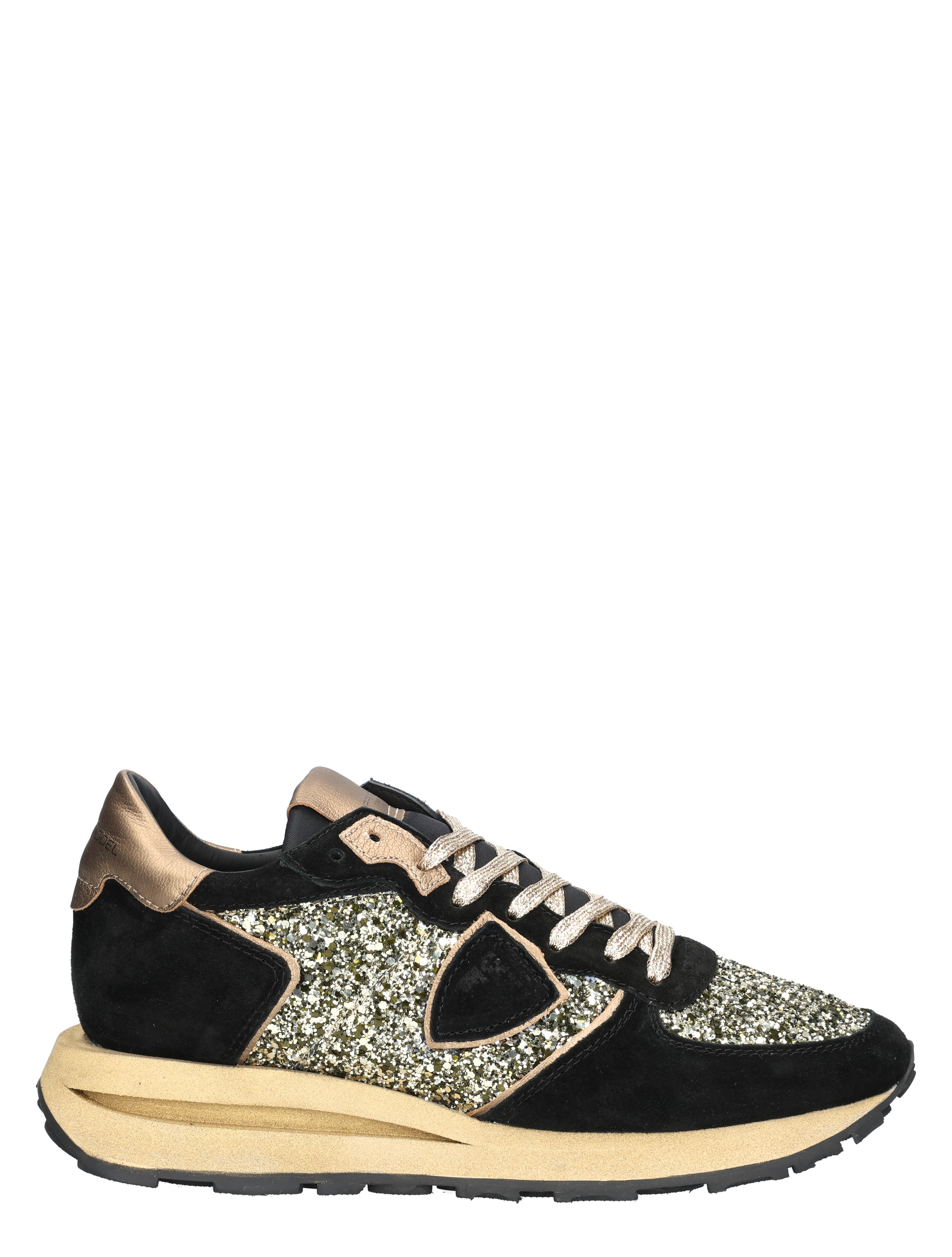 Philippe Model - TKLD Tropez Haute GD01 Glitter Daim Noir - Dames - Sneakers - Lage Sneakers - 49109_11_1
