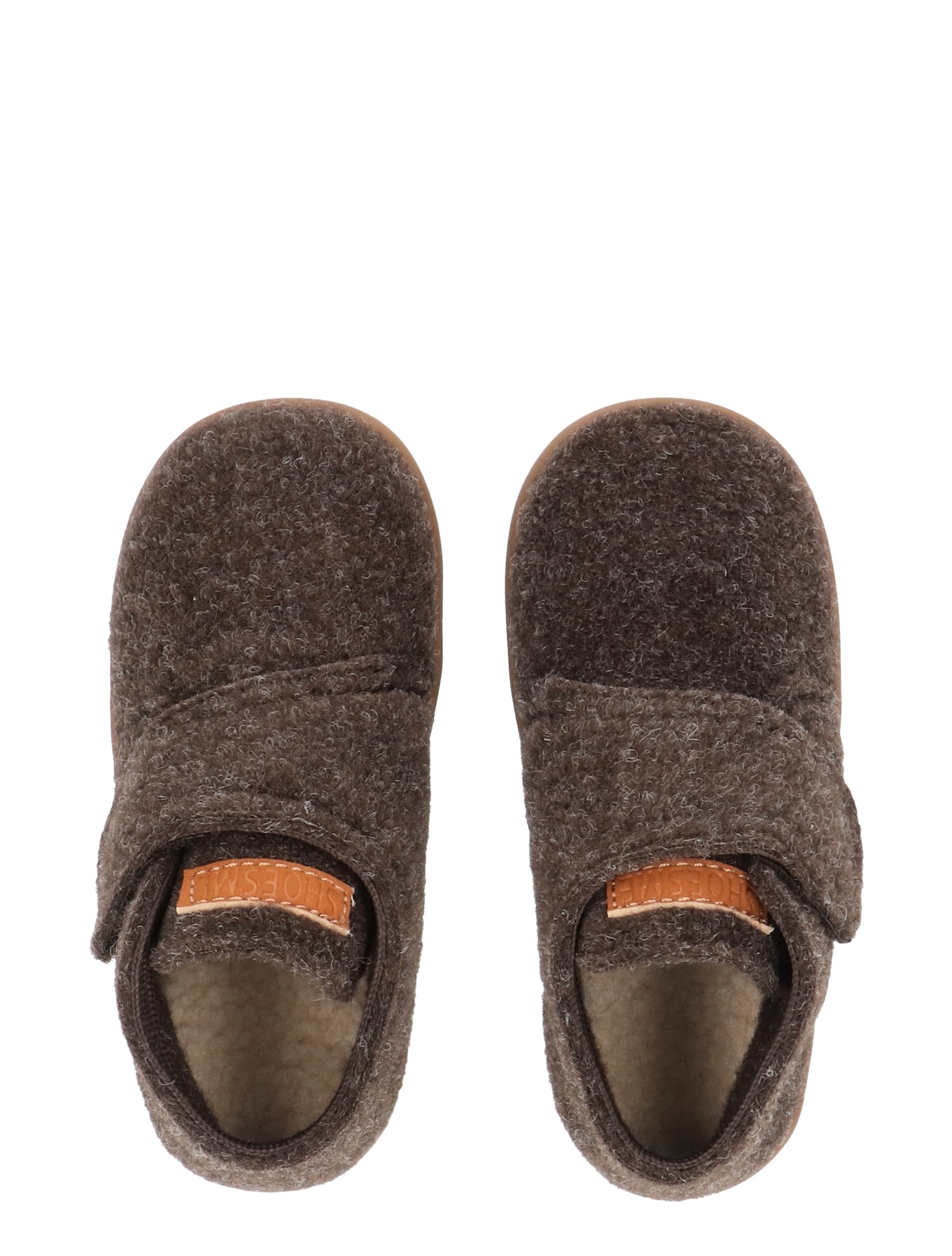 slippers, bruin, schapenvacht, vouwpanel, riem
