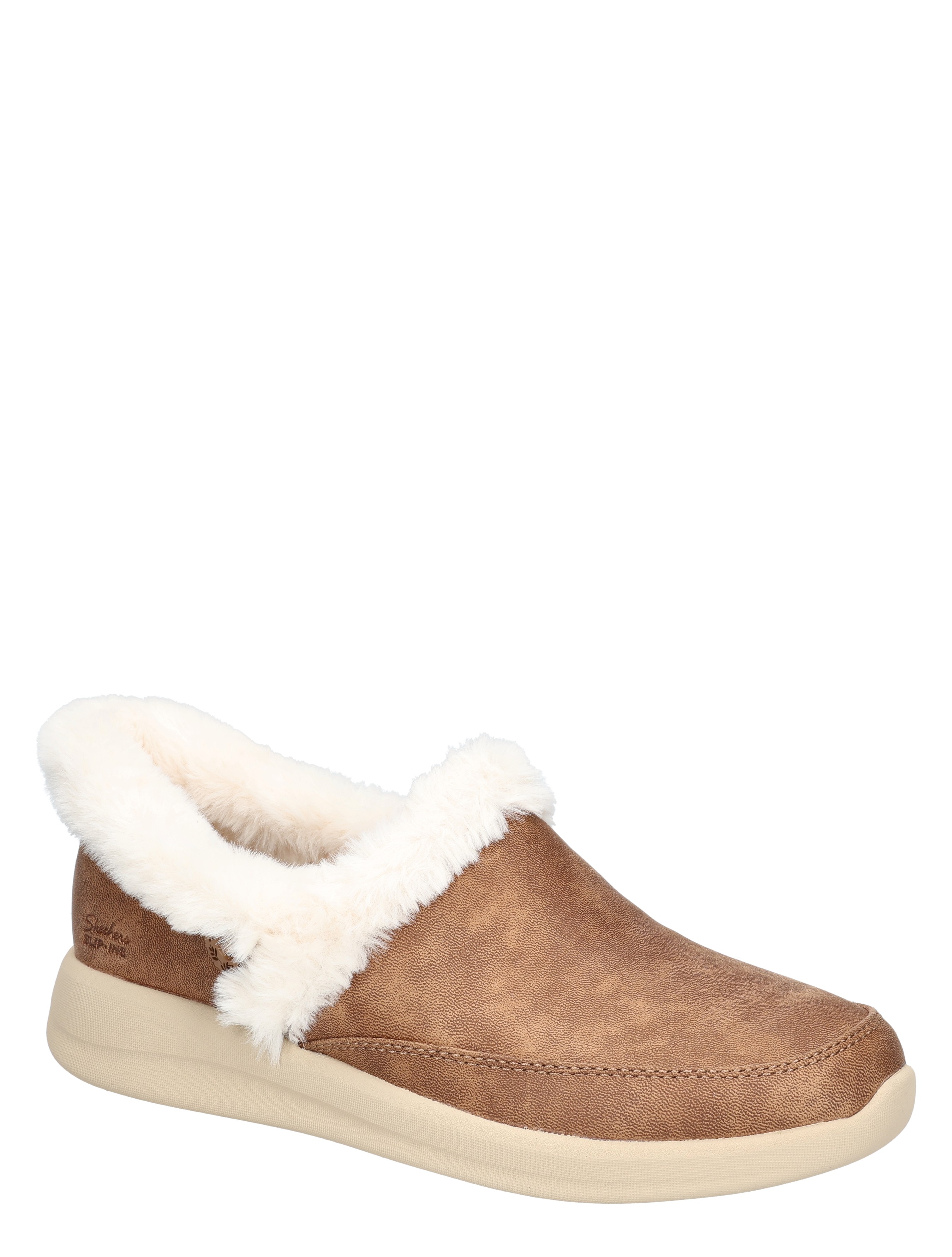 slipper, mocassin, luxe, schapenwollen, vanille-kleur